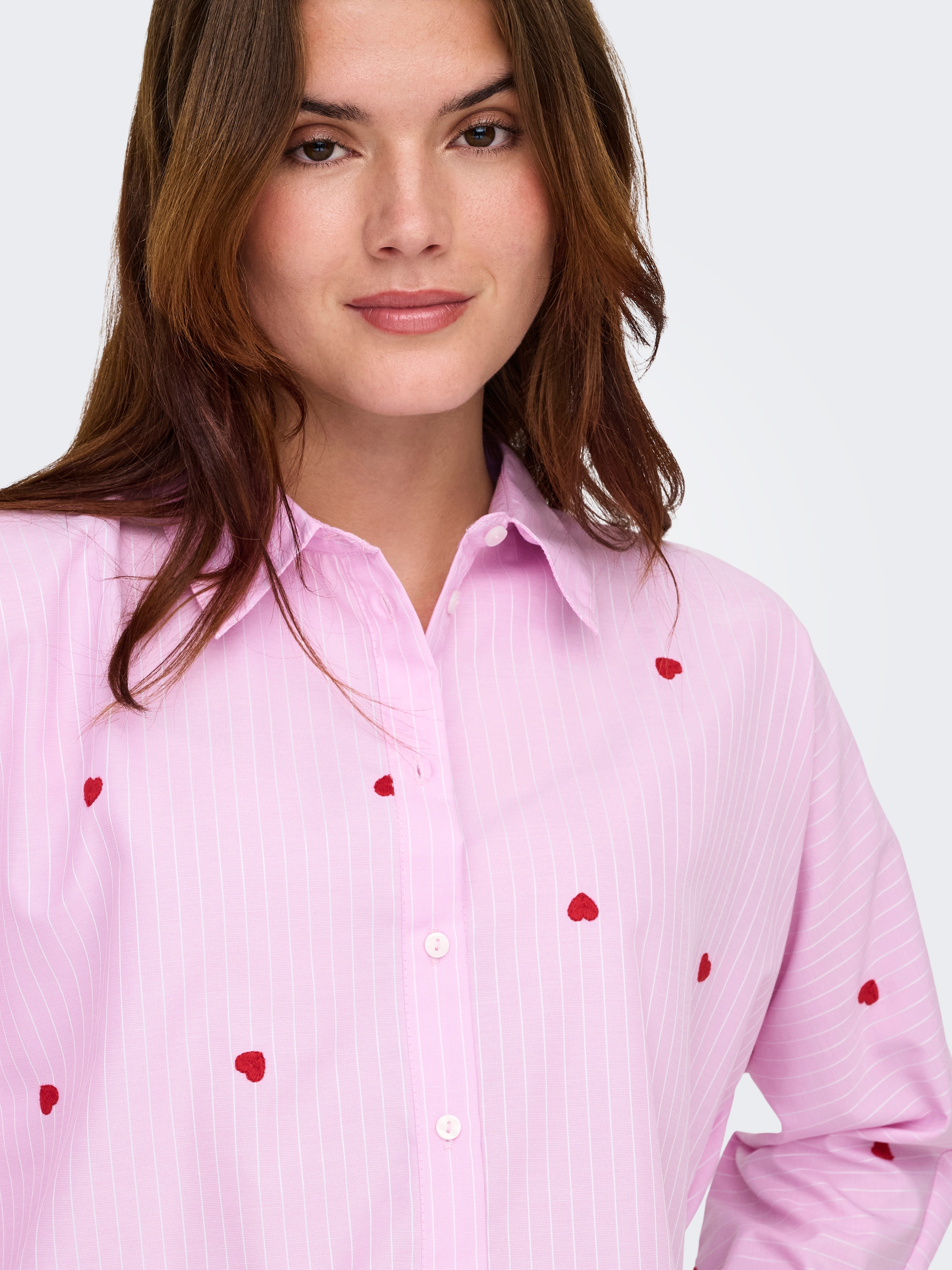 ONLY Blouse chemise »ONLNEW LINA GRACE LS STRIPE EMB SHIRT«