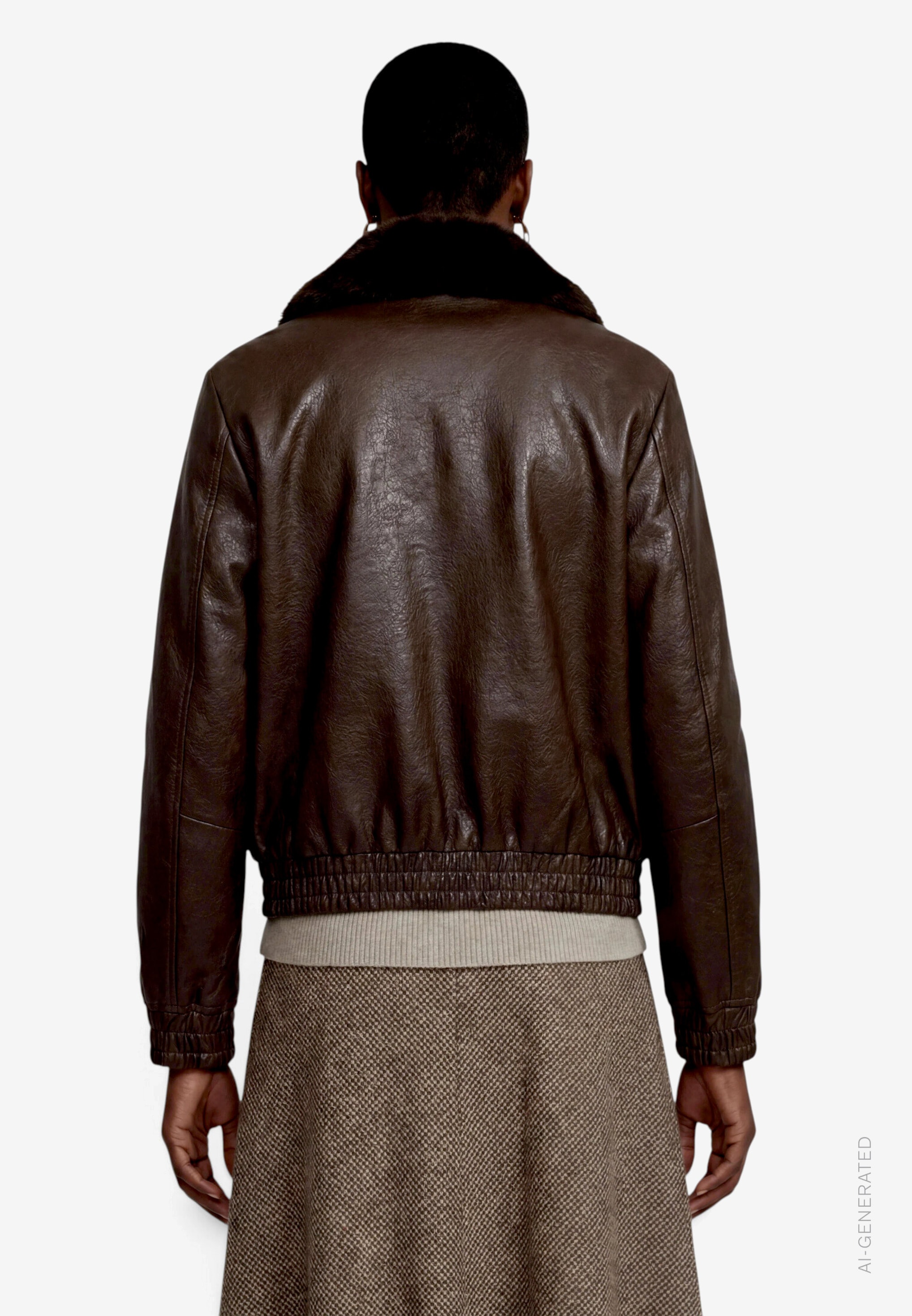Zero Lederimitatjacke ohne Kapuze Kunstlederjacke mit Kragen in Felloptik