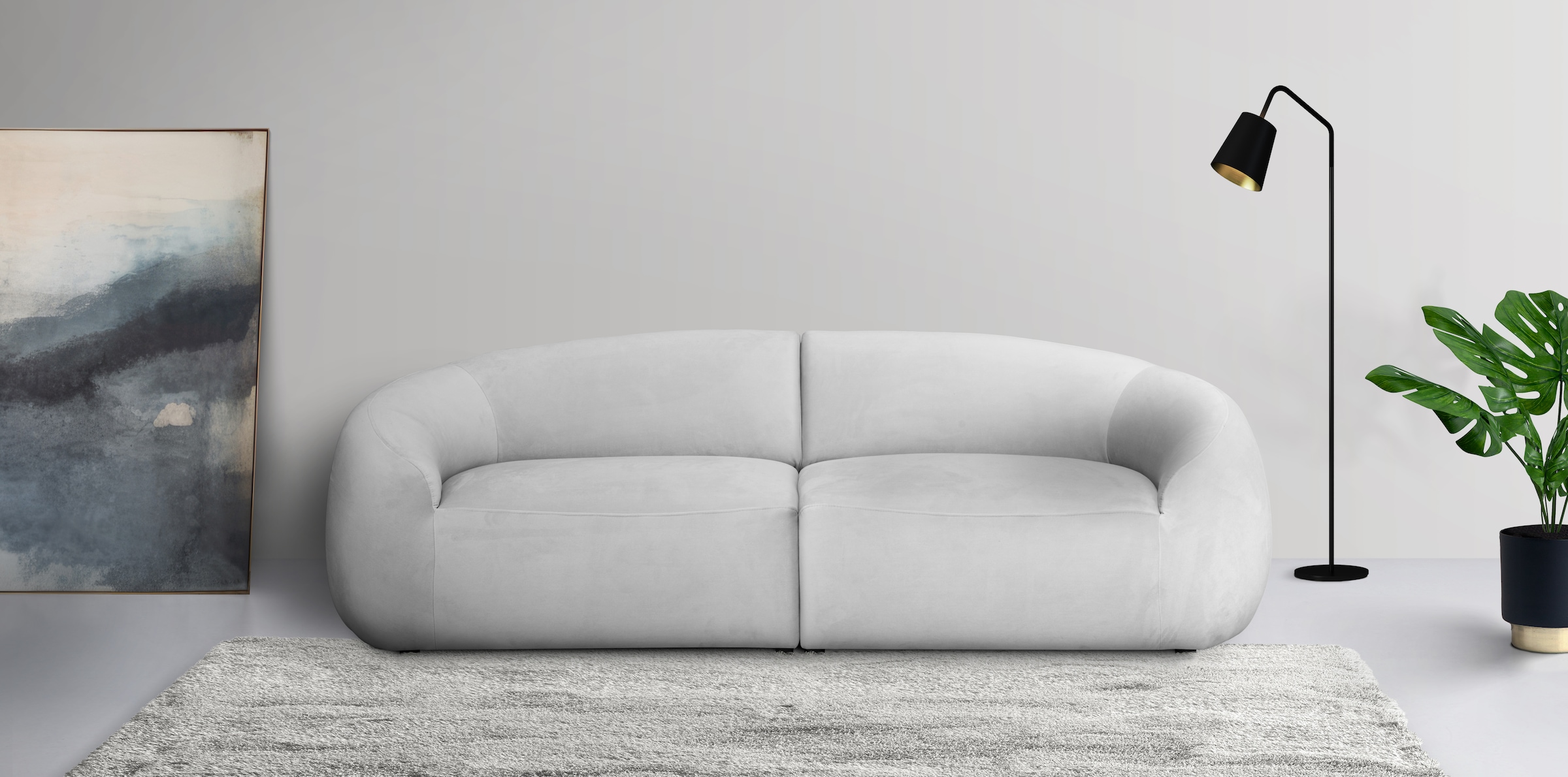 LeGer Home by Lena Gercke Big-Sofa »YANI Designersofa, organische Form, Masse B/T/H: 240/64/81 cm«, mit Wellenunterfederung, auch in Bouclé, passend zur Serie