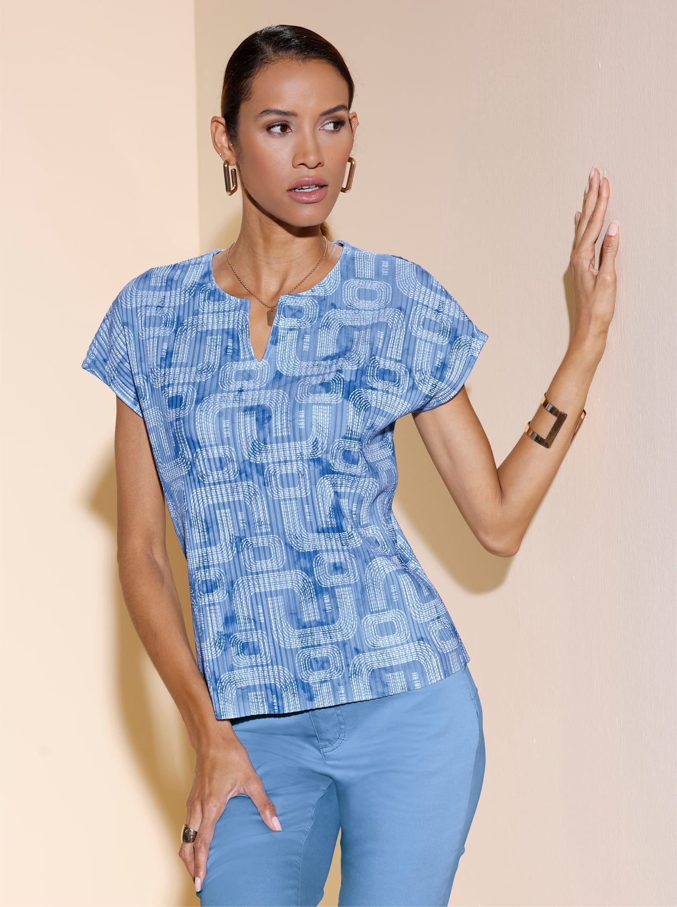 Image of creation L Kurzarmshirt "Plissee-Shirt" 1 tlg.