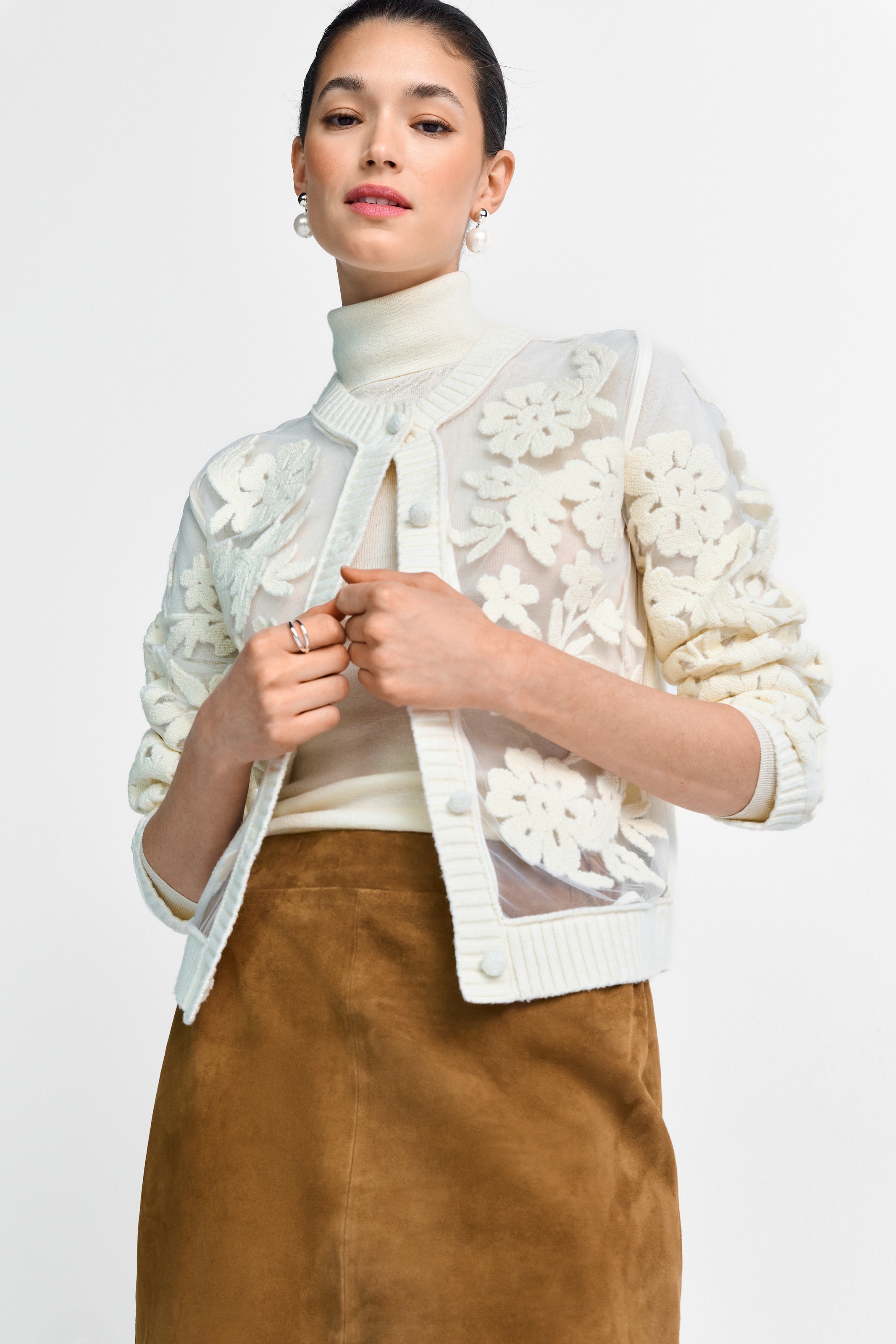 RICHROYAL Cardigan mit Mesh Embro