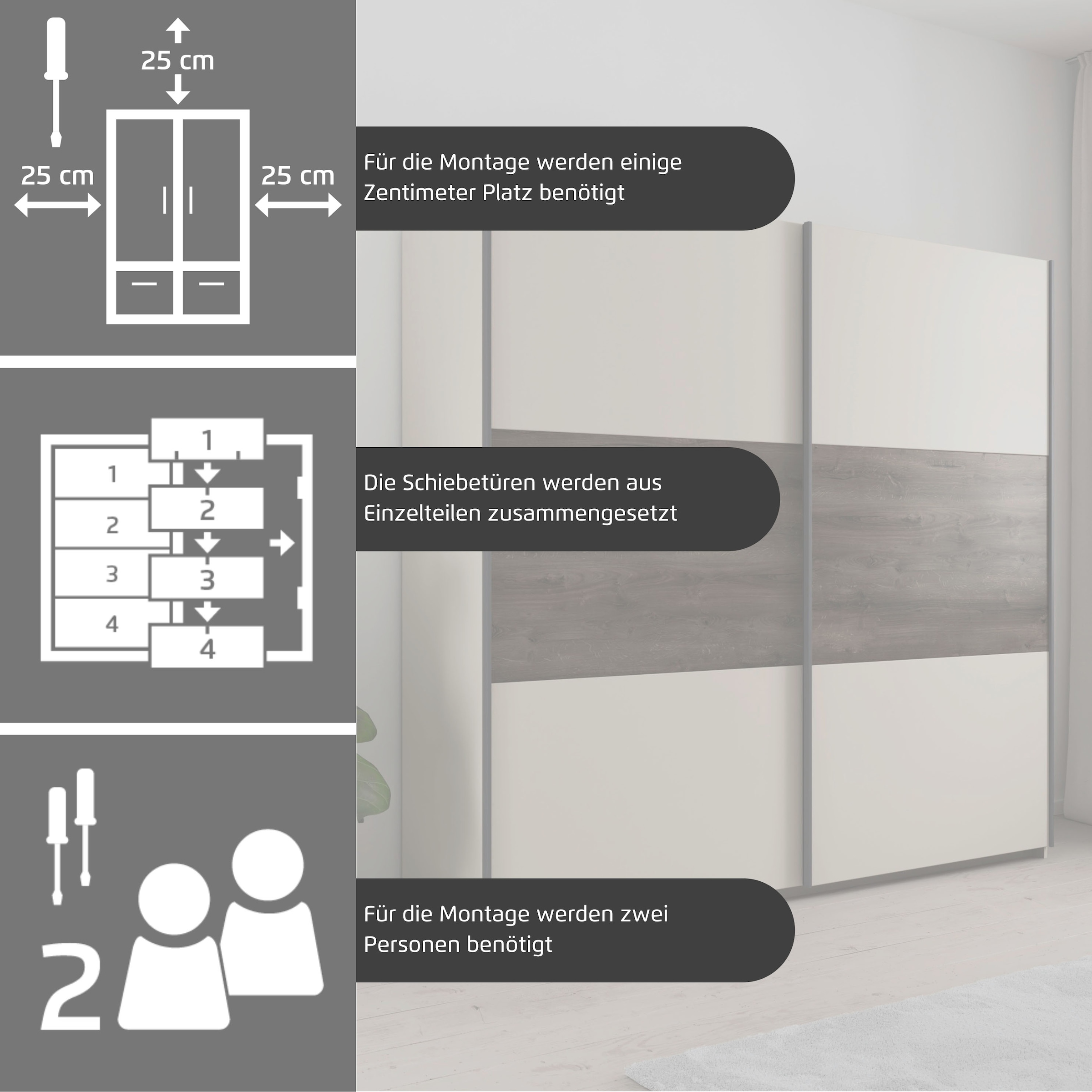 rauch »Kleiderschrank Schrank Garderobe Schlafzimmerschrank SAJO« en 2 largeurs (218, 261 cm) option miroir MADE IN GERMANY