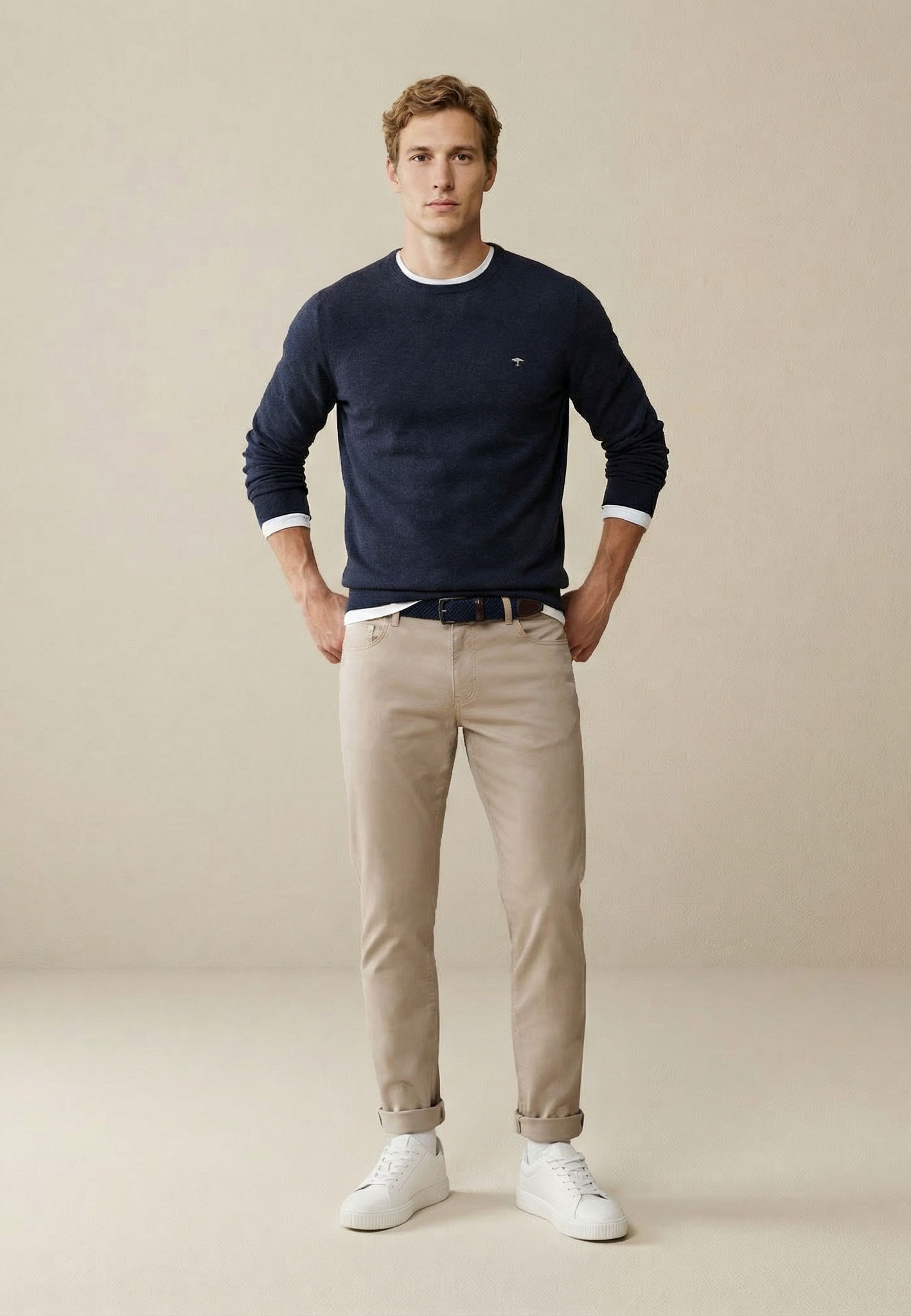 FYNCH-HATTON Pull en tricot »FYNCH-HATTON Langarmpullover« avec broderie du logo