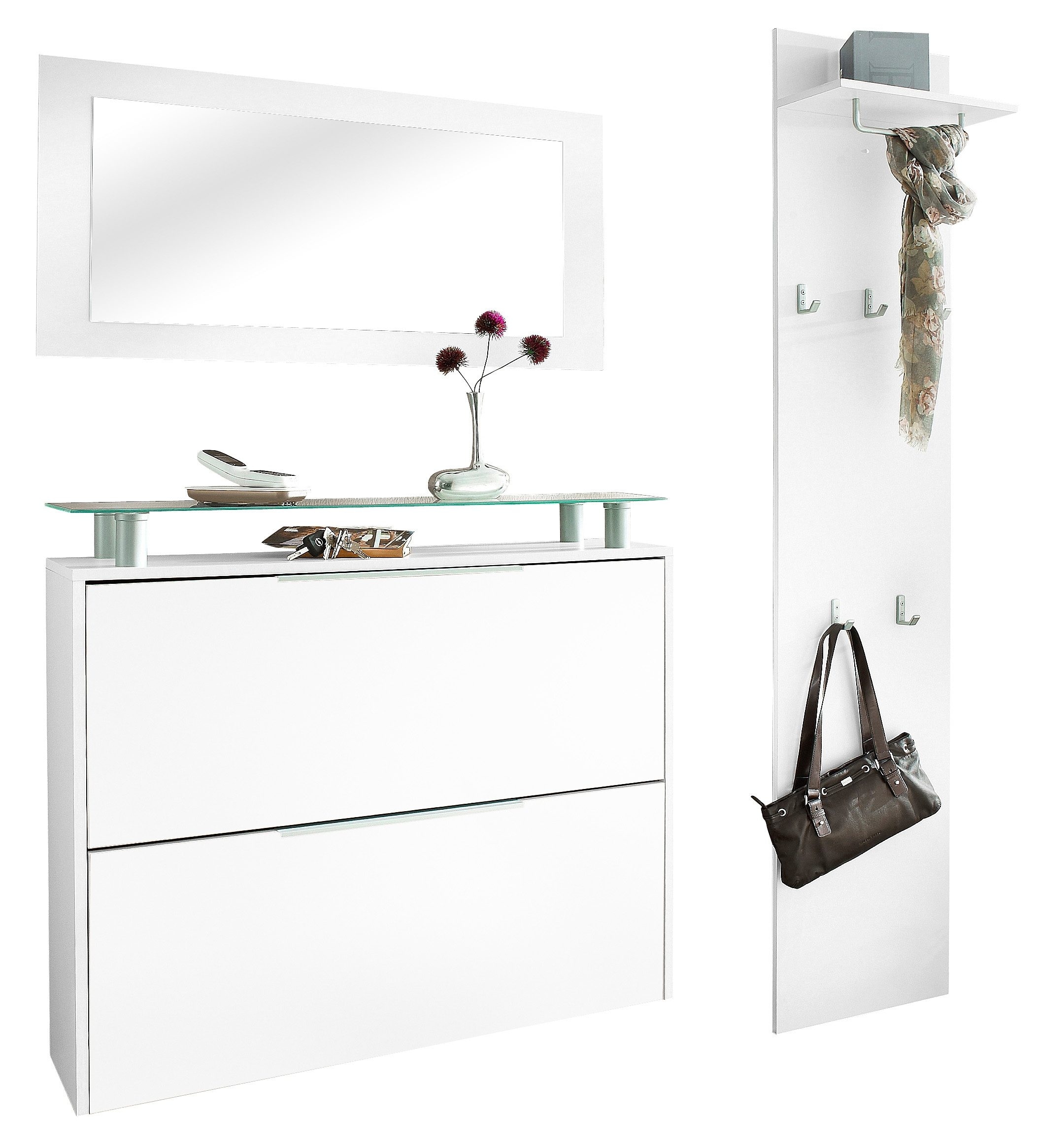 Image of borchardt Möbel Garderoben-Set "Rena mit Schuhschrank, Paneel und Spiegel" 3 Stk. tlg.