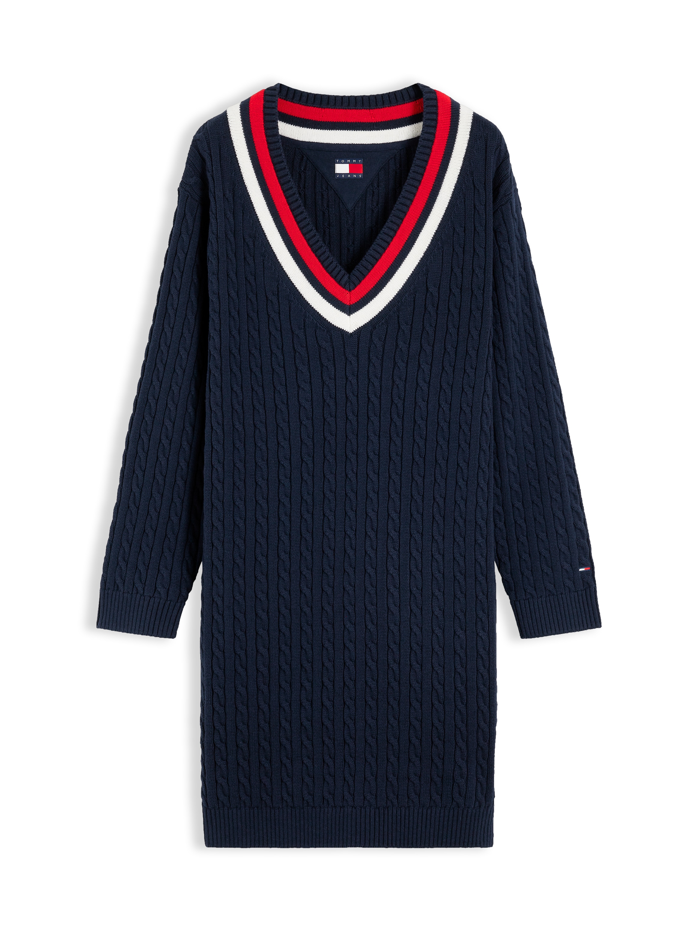 Tommy Jeans Strickkleid »TJW CABLE RWB SWEATER DRESS EXT« Baumwolle, mit Zopfmuster