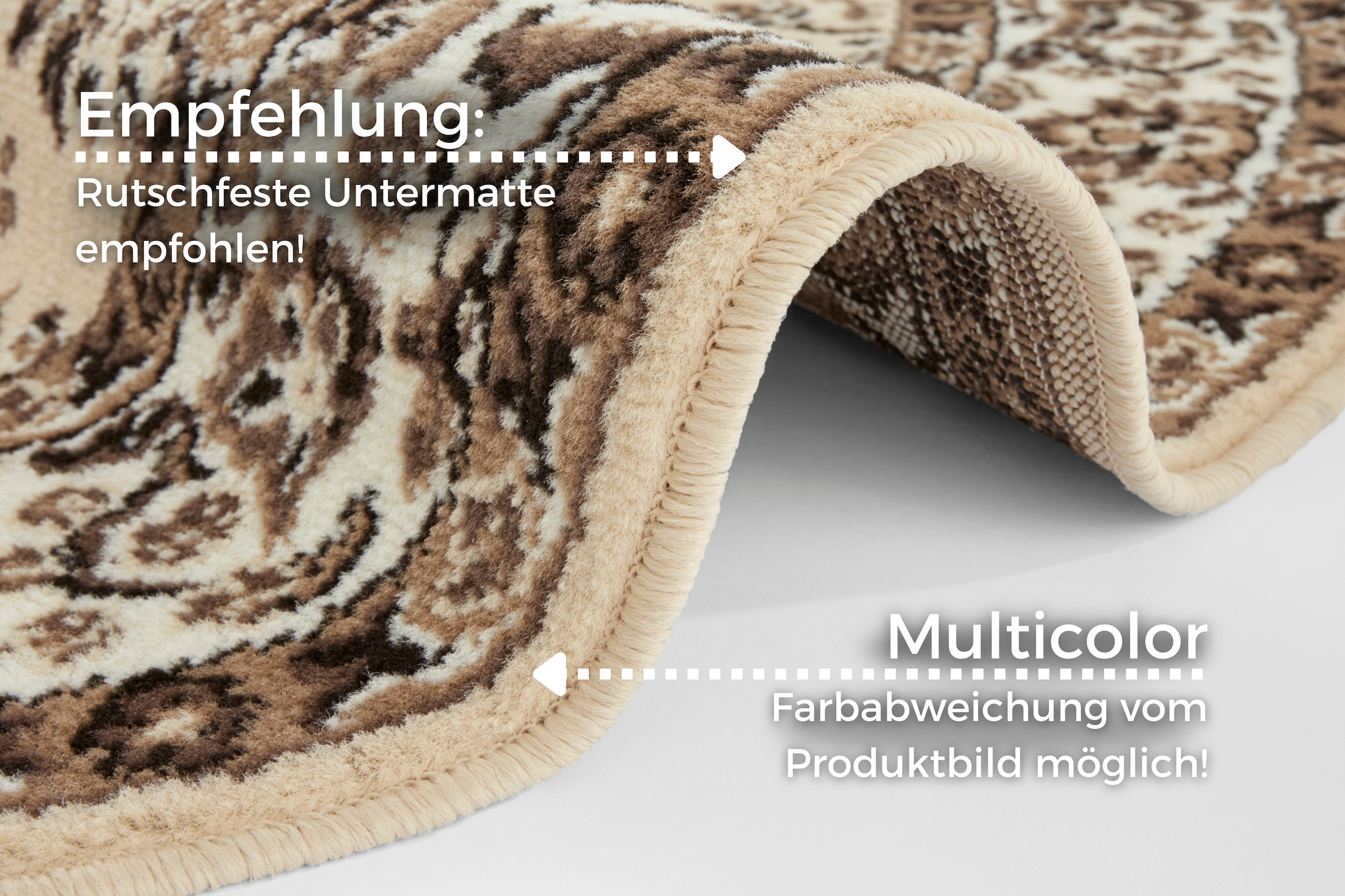 HANSE Home Teppich »Halton«, rund, 8 mm Höhe, Kurzflor, Orient Optik, mit Bordüre, robust, pflegeleicht, gekettelt