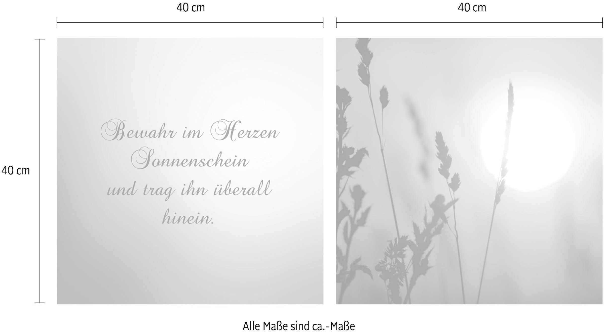 queence Leinwandbild »Sonnenschein«, (Set), 2er-Set, Leinwand, Sprüche, Set