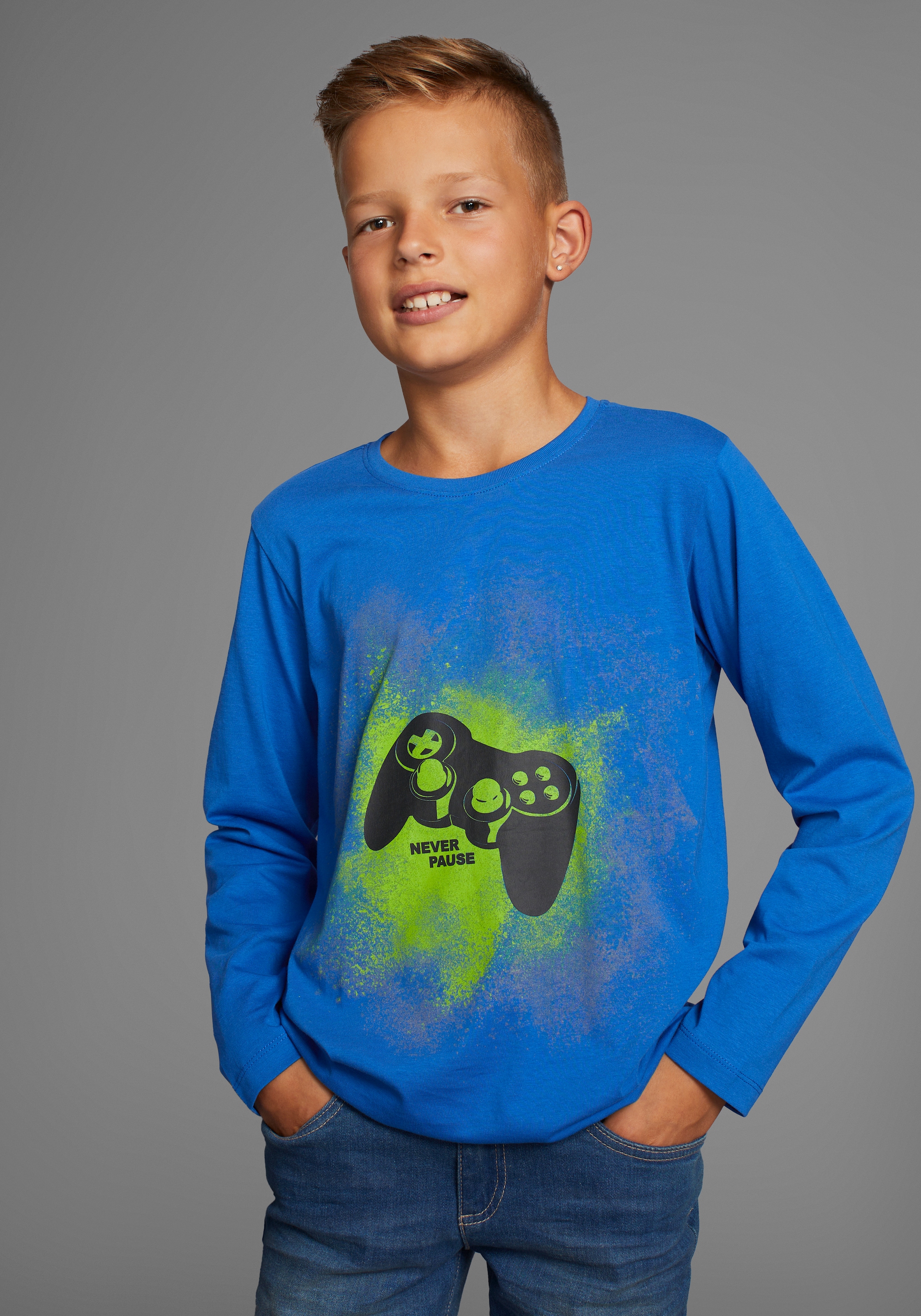 Langarmshirt »GAMER«, cooler Print für Jungen