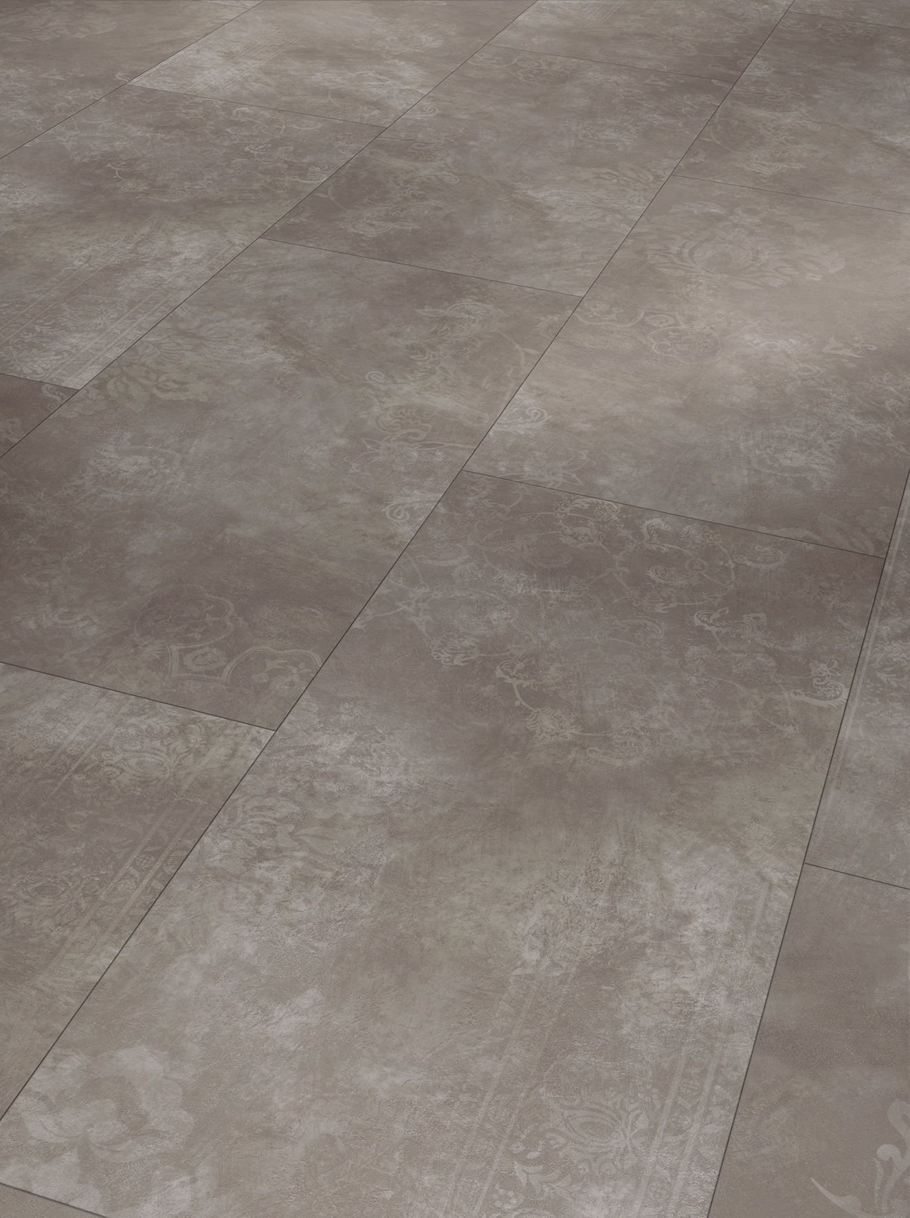 Image of PARADOR Designboden »Modular ONE Grossfliese Beton Ornament dunkelgrau«, (Set), Steinstruktur, mit integrierter Trittschalldämmung, Verlegefläche: 1,71 m², matt, für Fussbodenheizung geeignet bei Ackermann Versand Schweiz