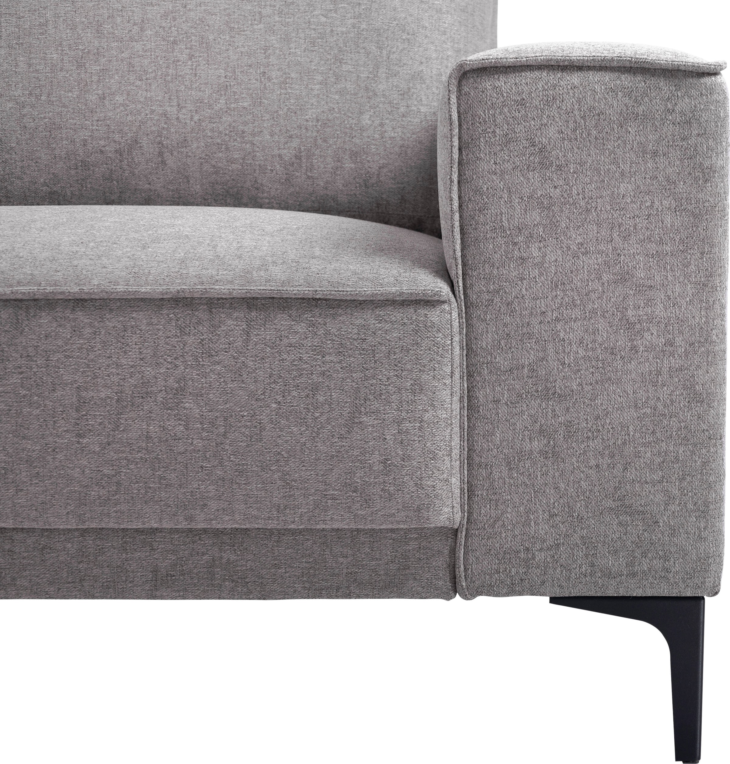 Places of Style Wohnlandschaft »XXL Sofa Oland, Struktur, Flachgewebe, Luxus-Microfaser, Boucle«, U-Form, 345 cm, Wellenunterfederung, Skandi-Design, Metallfüsse