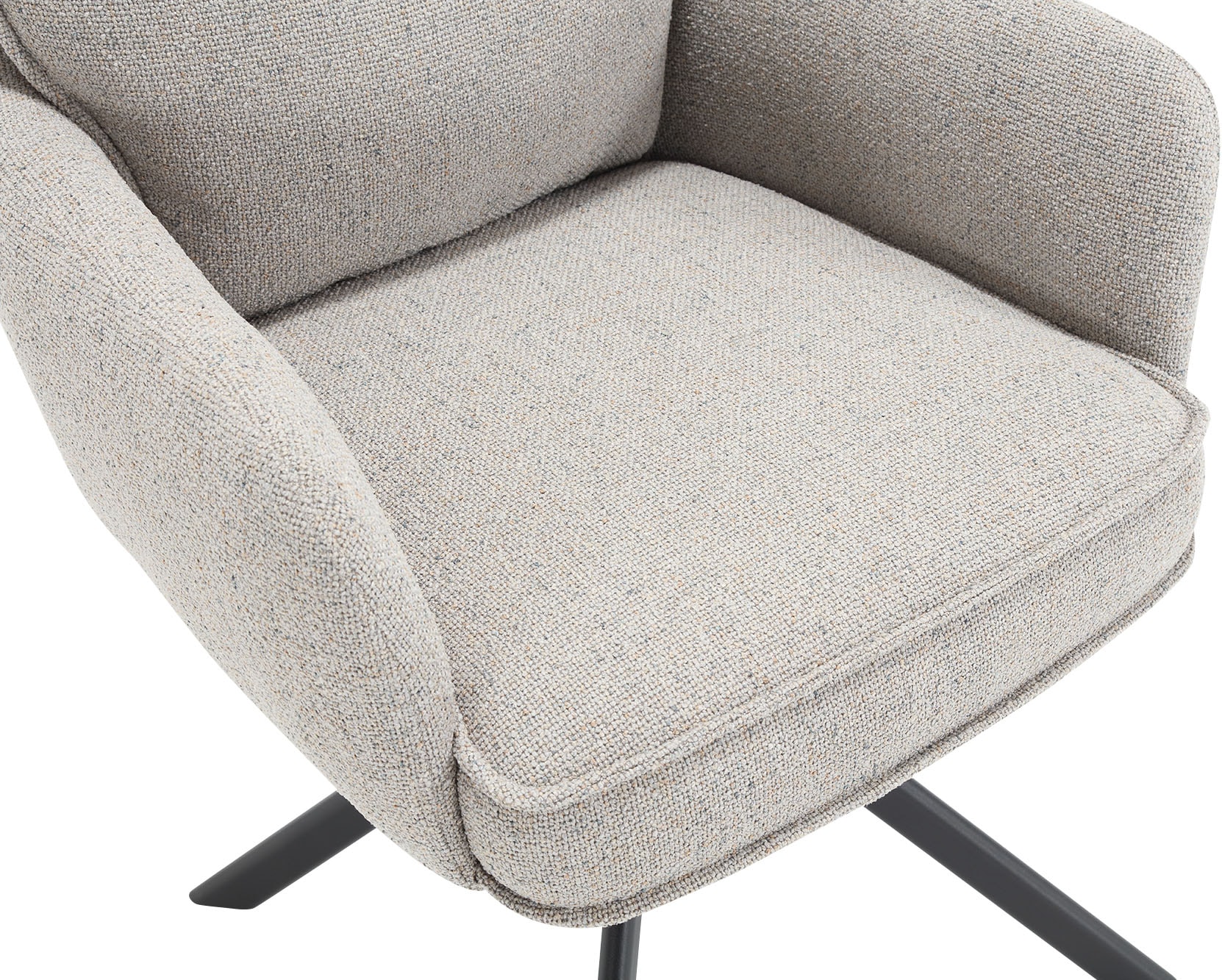 SalesFever Esszimmerstuhl »Austin - Armlehnstuhl mit hochwertiger Taschenfederkern-Polsterung« () 1 Stk.Esszimmersessel: 360° Drehfunktion mit stilvollem Metallfuss