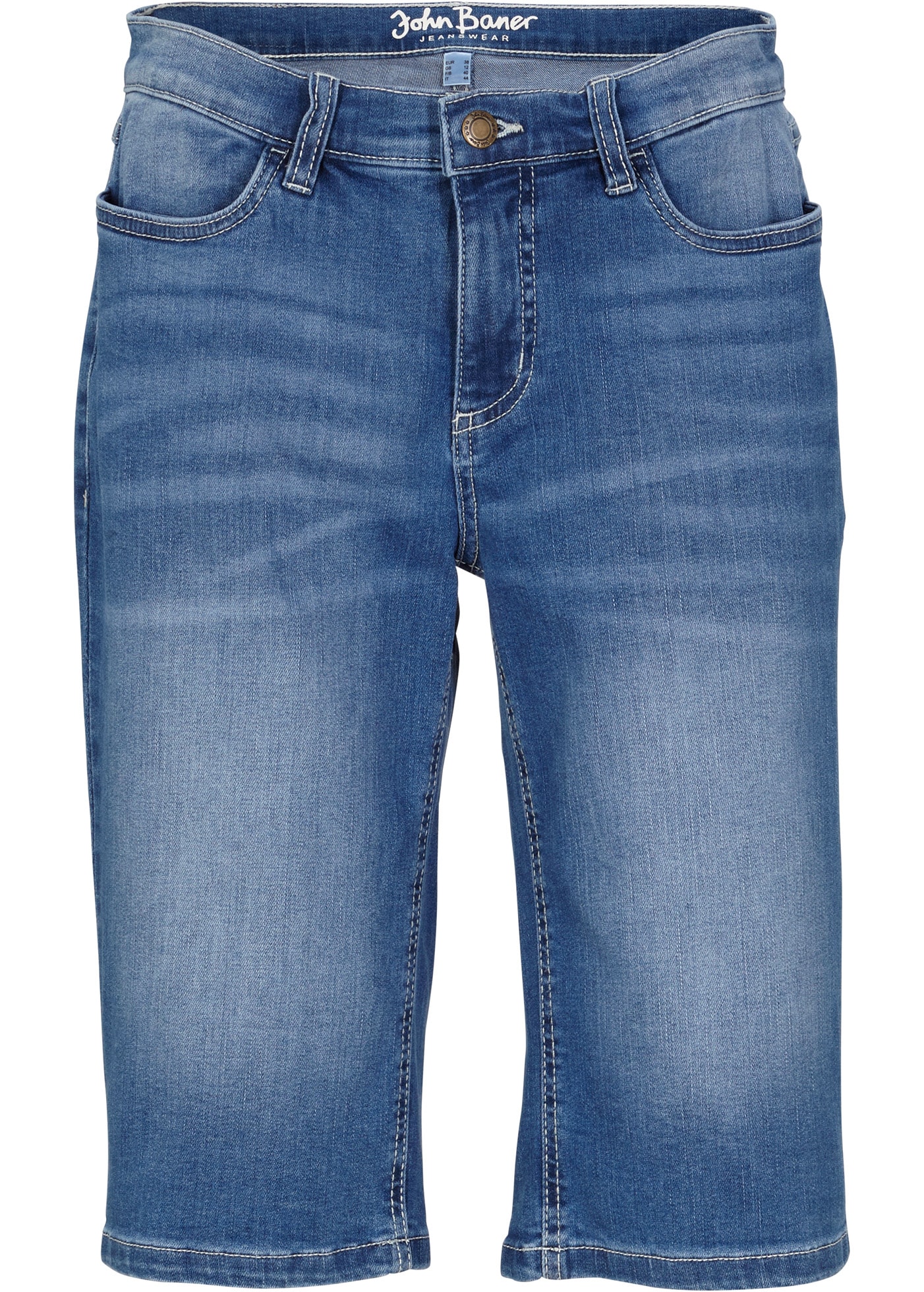 bonprix Straight-Jeans 2 Stk. Slim fit Passform, aus Baumwollmischung, mit Eingrifftaschen