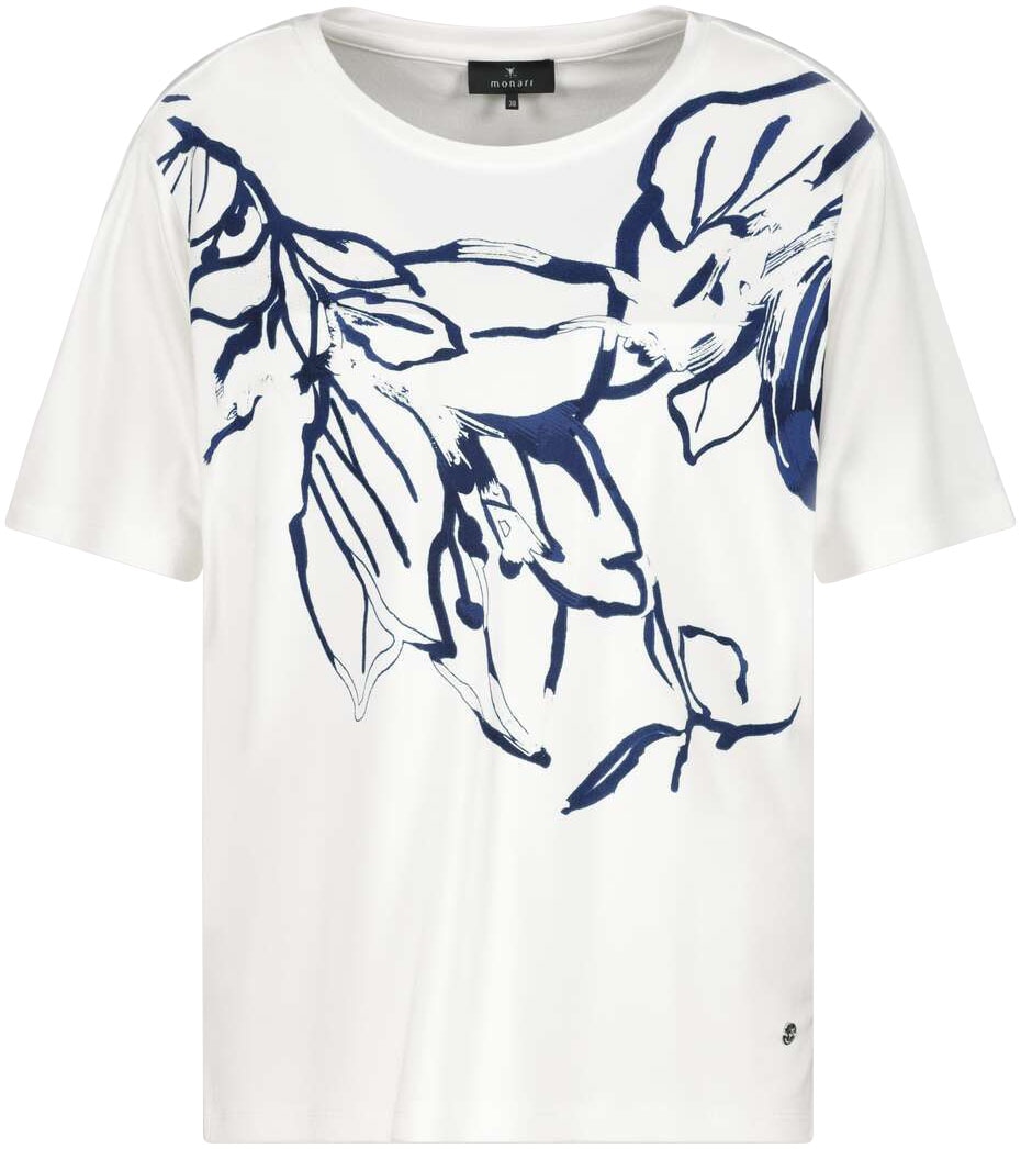 Monari T-Shirt »Shirt Druckblume«, Mit Rundhalsausschnitt