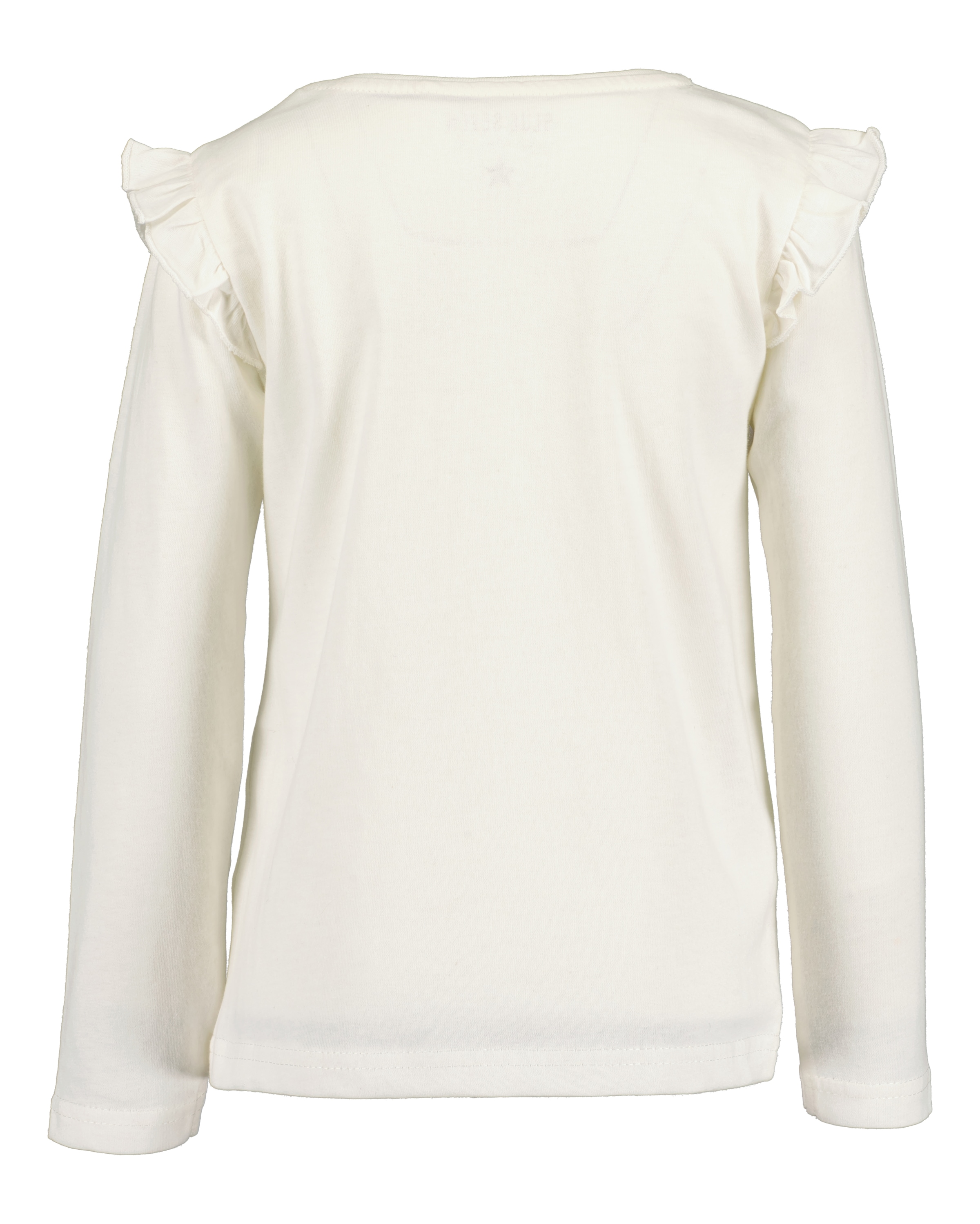Blue Seven T-shirt à manches longues coton, volants, motif avec application en tulle et impression scintillante