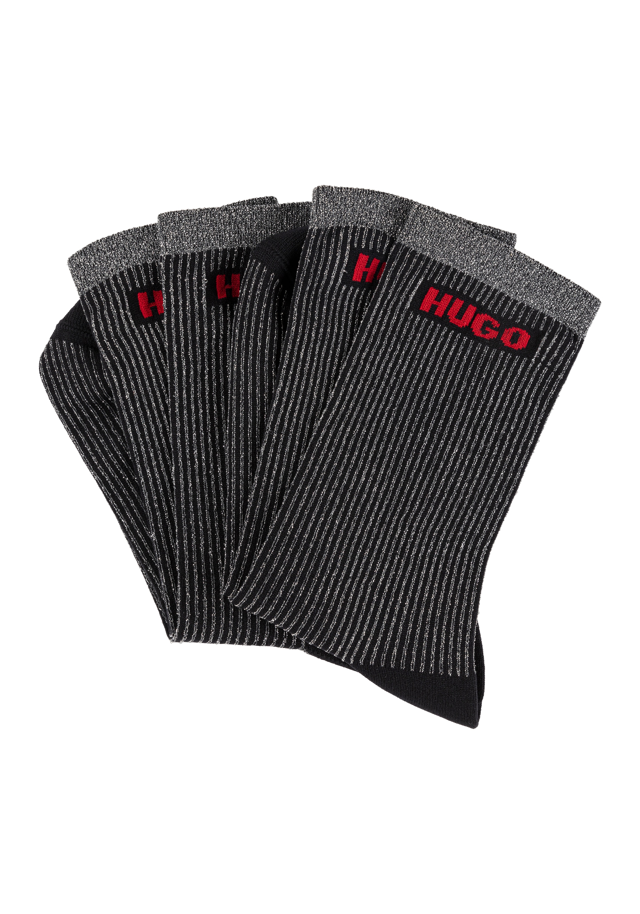 Image of HUGO Underwear Freizeitsocken "2P QS RIB LUREX PA W" Packung, 2 Stk. tlg. mit glänzenden Fäden