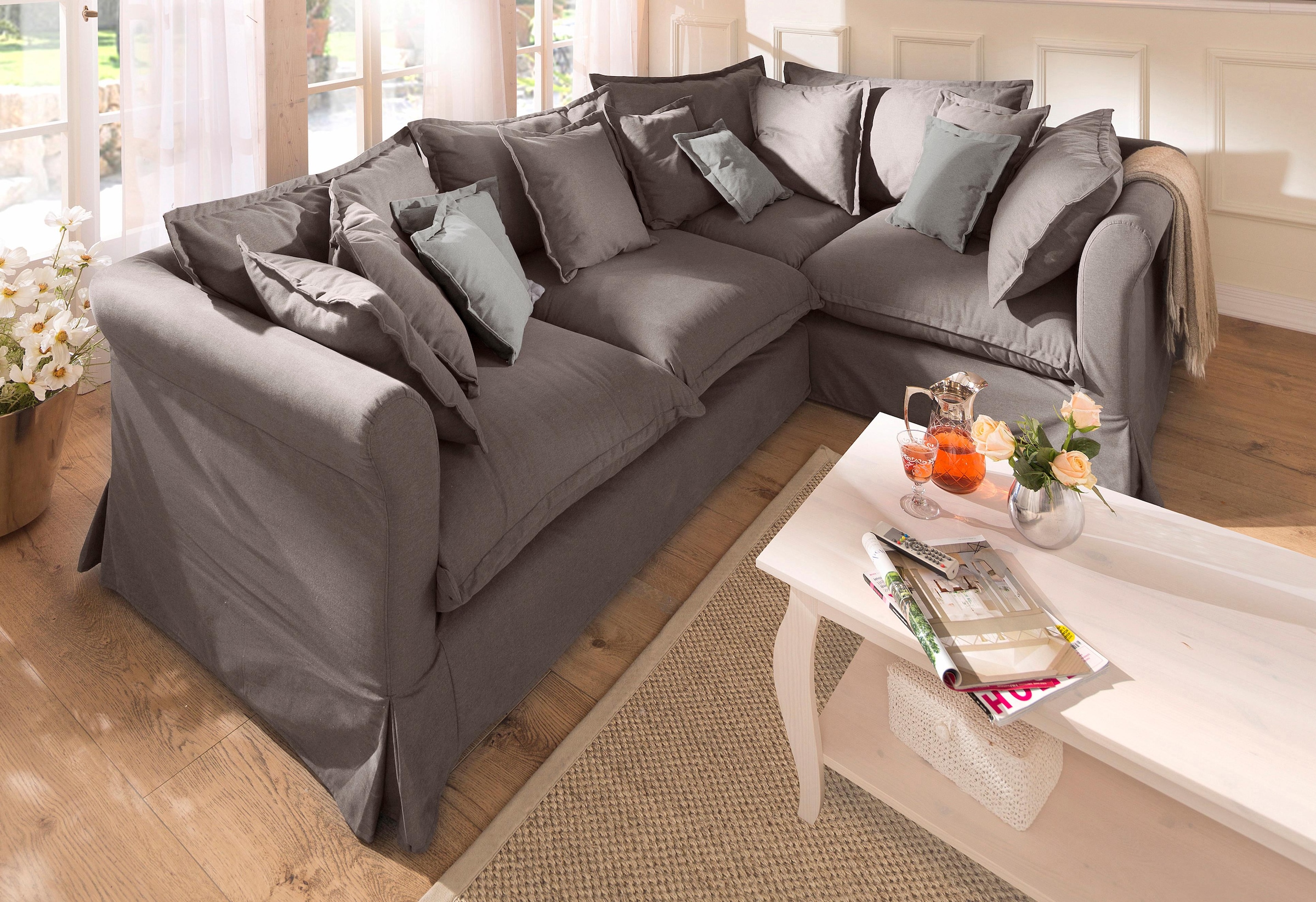 Image of Home affaire Ecksofa "Luise L-Form" mit vielen losen Kissen und abnehmbarer Husse