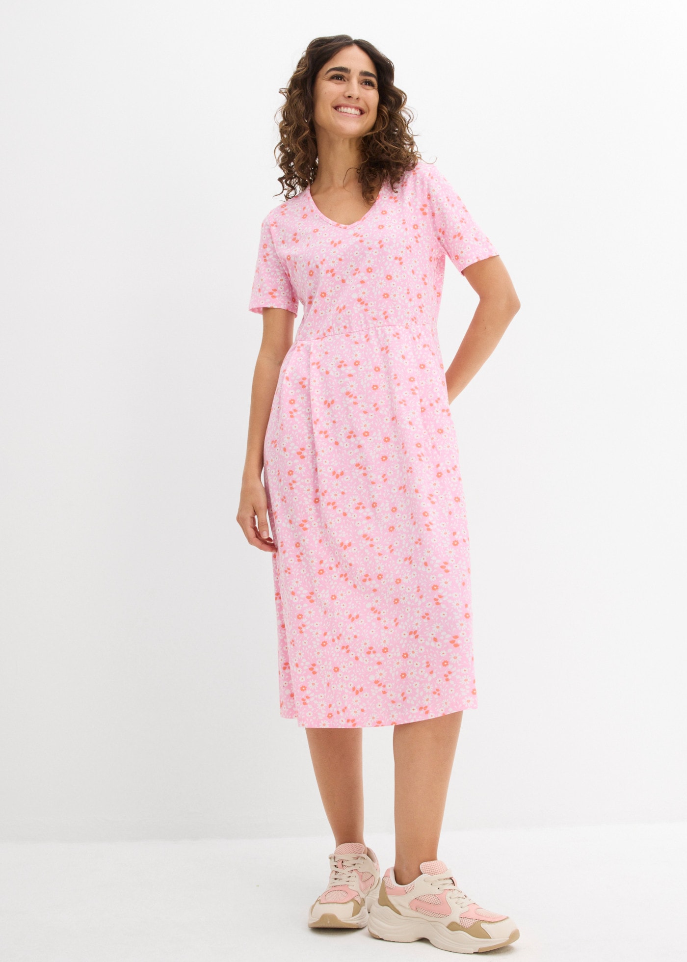 Image of bonprix Jerseykleid kniebedeckende Länge, figurumspielender Schnitt in A-Linie