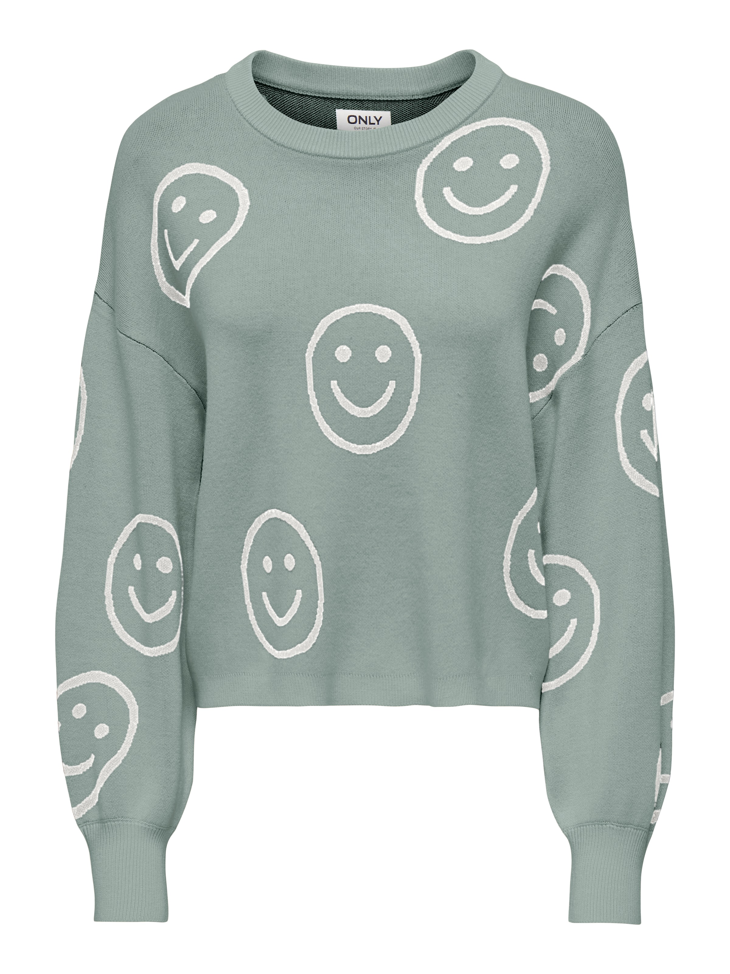 ONLY Pull en tricot »ONLMONTANA LS JQ O-NECK CC KNT« avec bord-côte côtelé