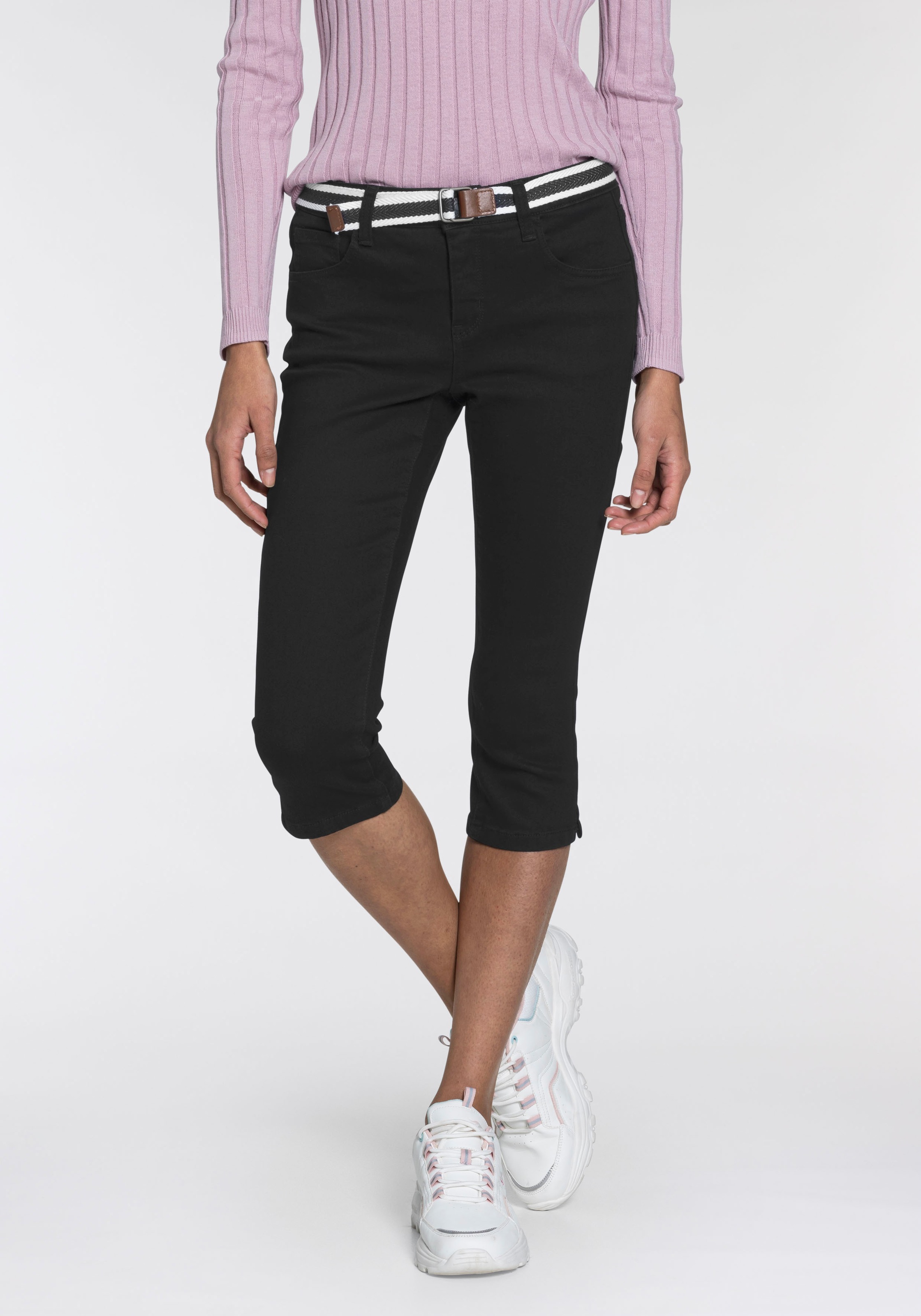 Image of KangaROOS Caprijeans »CAPRI-JEANS mit Gürtel«, (Set, mit abnehmbarem Gürtel), mit passendem Gürtel - NEUE KOLLEKTION bei Ackermann Versand Schweiz