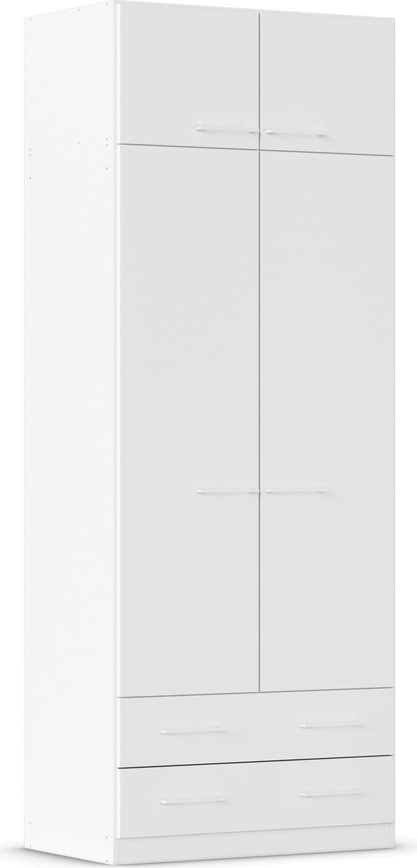 rauch Drehtürenschrank »Prandon A« Set, 2 Stk. tlg. mit 2 Schubladen sowie Aufsatzelement, Metallgriffe in Weiss