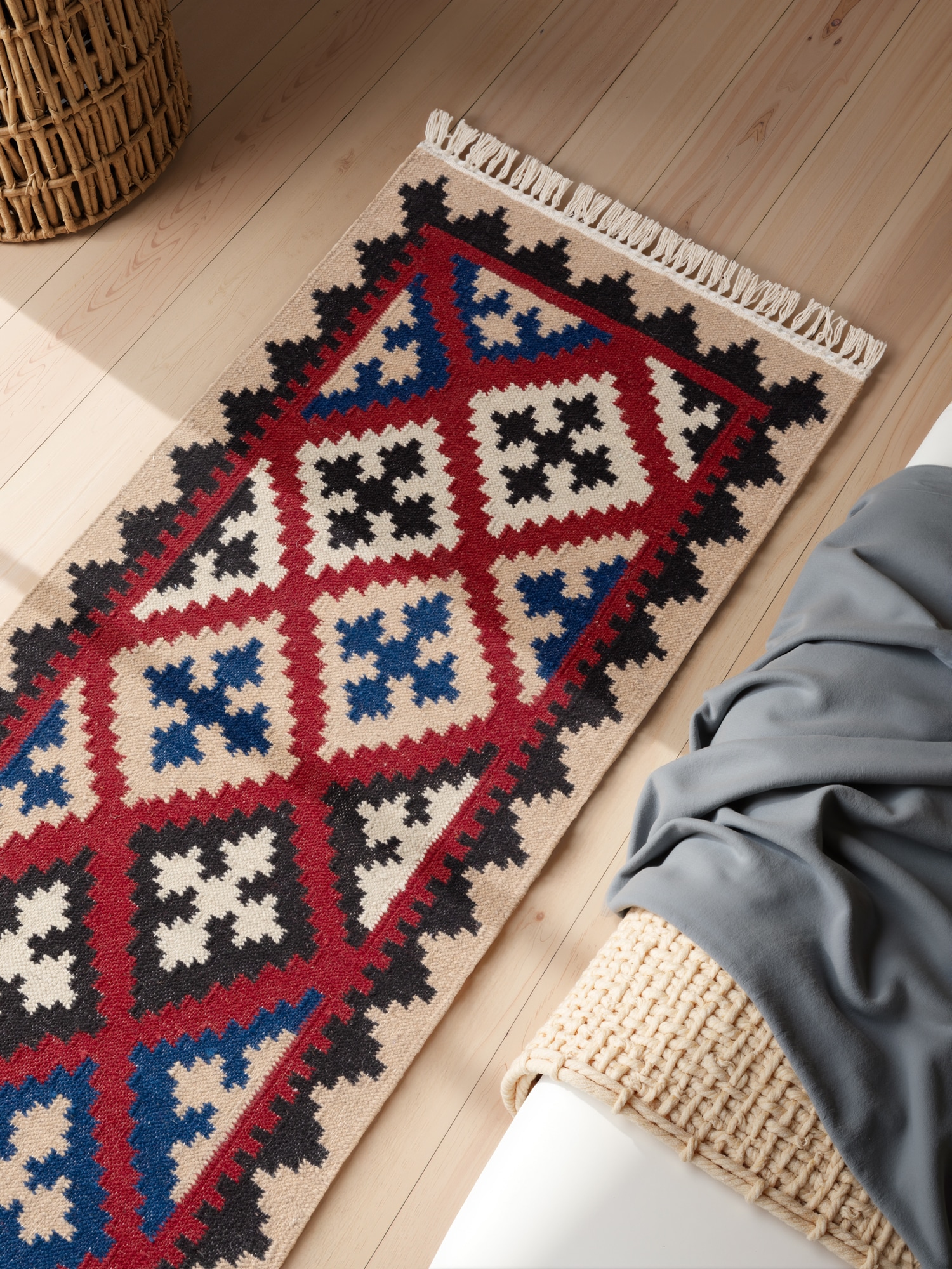 HANSE Home Teppich »Kelim Rami« rechteckig 3 mm Höhe Wolle, Baumwolle, Natur, Handgewebt, orientalisch, Boho, traditionell