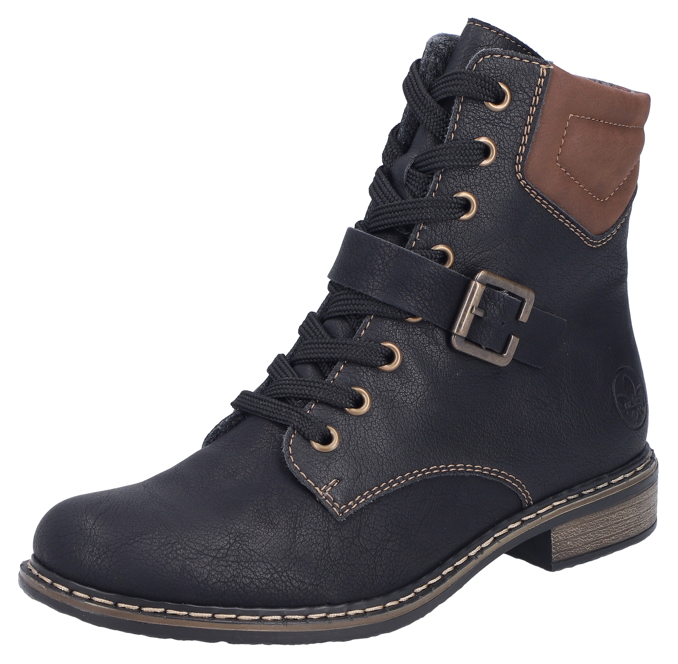 Image of Rieker Schnürstiefelette Schnürboots, Stiefelette, Blockabsatz, mit gepolstertem Schaftrand