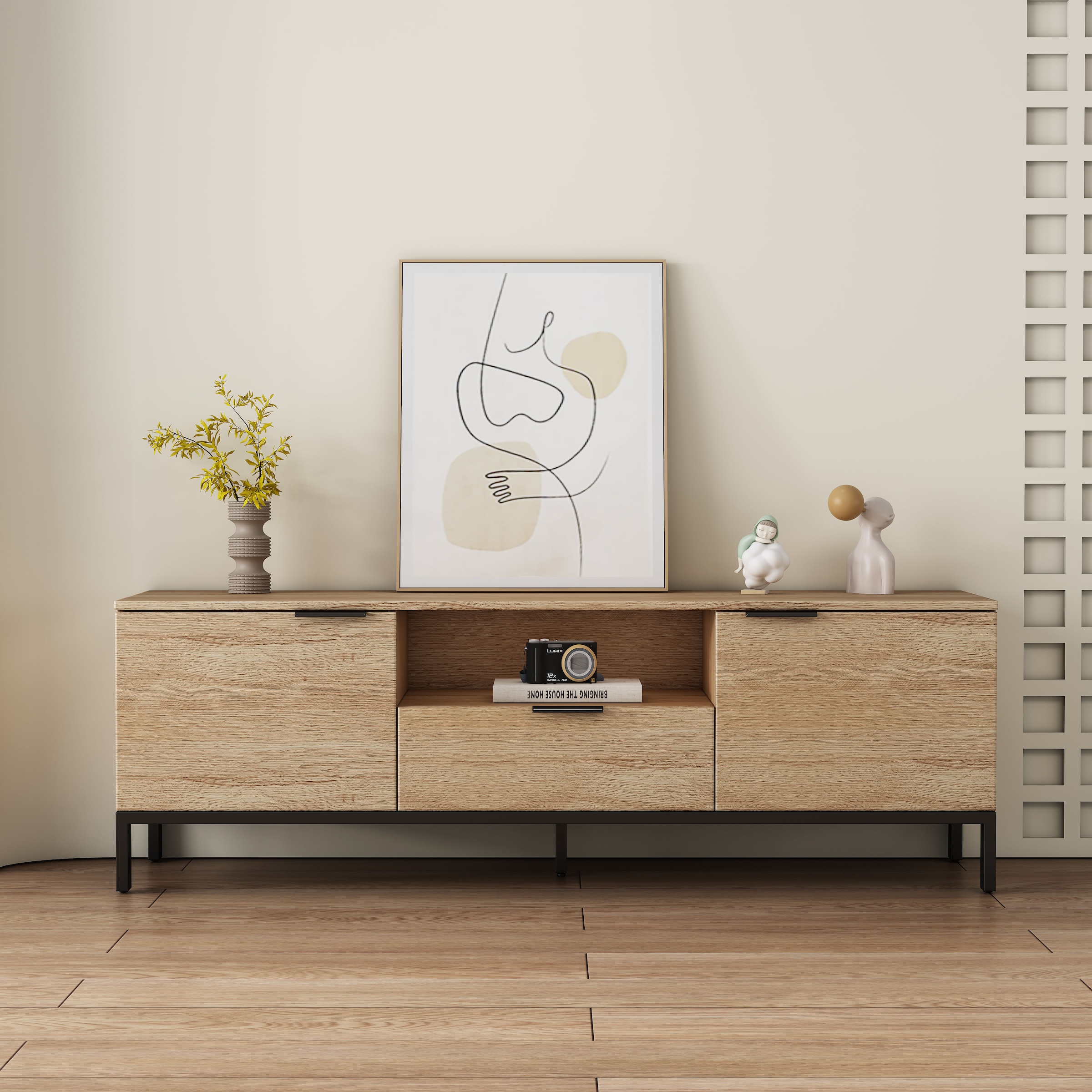 GOODproduct Tableau TV »Jorinde« Melaminoberfläche, flexibler Stauraum und robustes Metallgestell