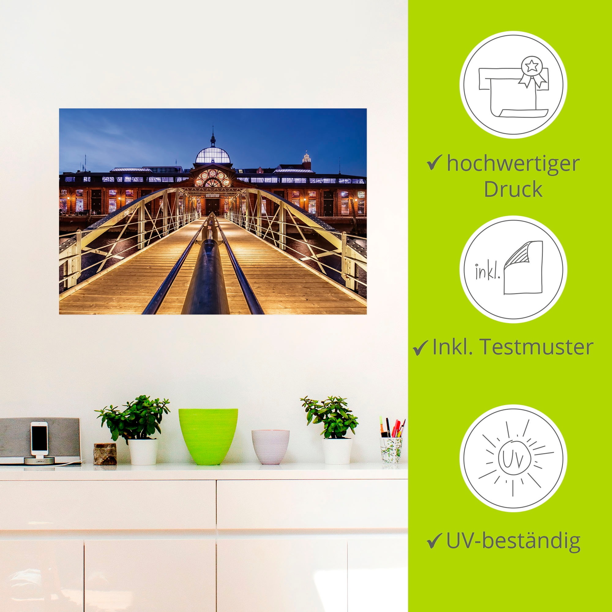Artland Wandbild »Fischmarkt Hamburg«, Hamburg, (1 St.), als Alubild, Outdoorbild, Leinwandbild, Wandaufkleber, versch. Grössen