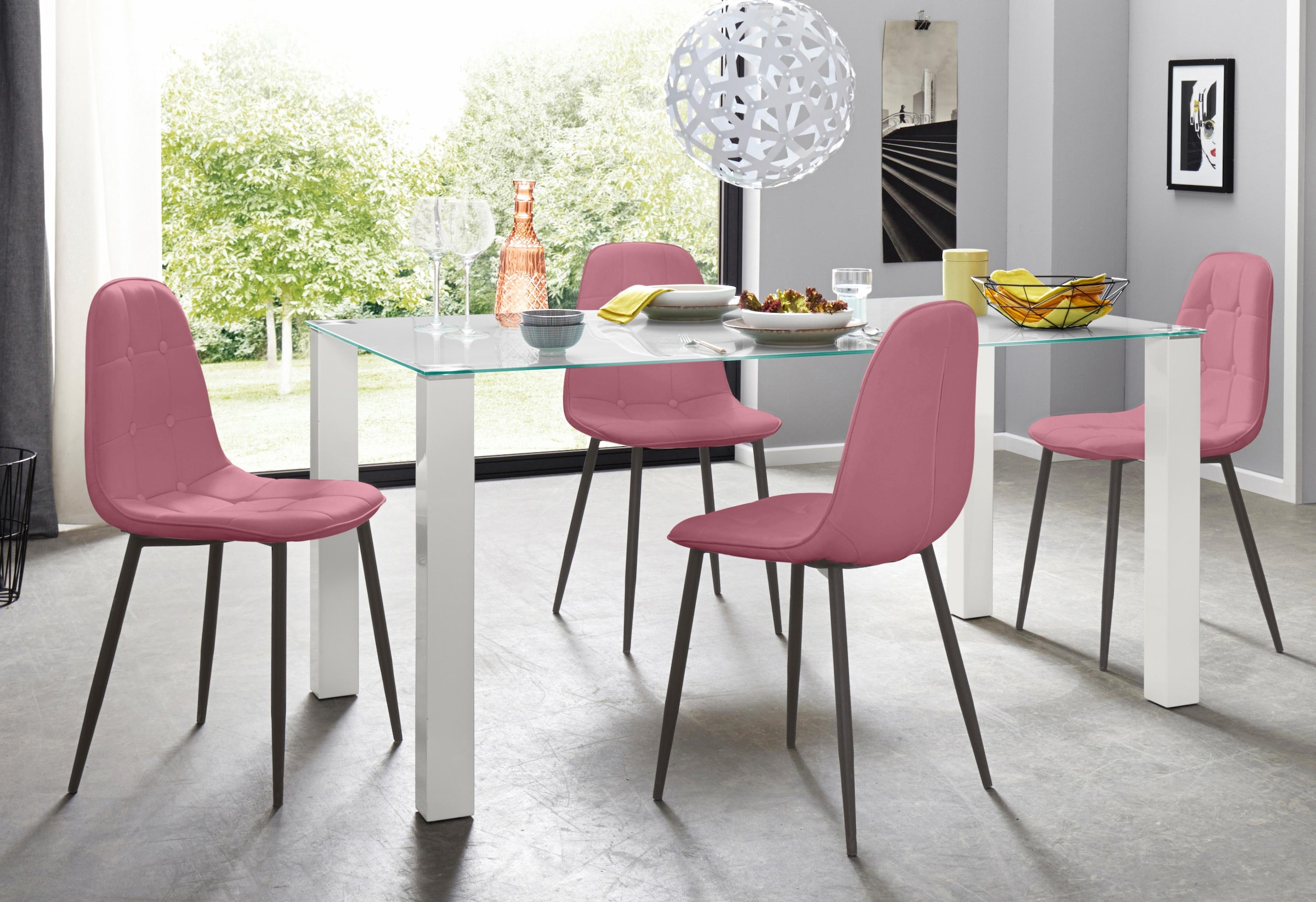 Image of GOODproduct Essgruppe Set, 5 Stk. tlg. mit Glastisch, Breite 160 cm