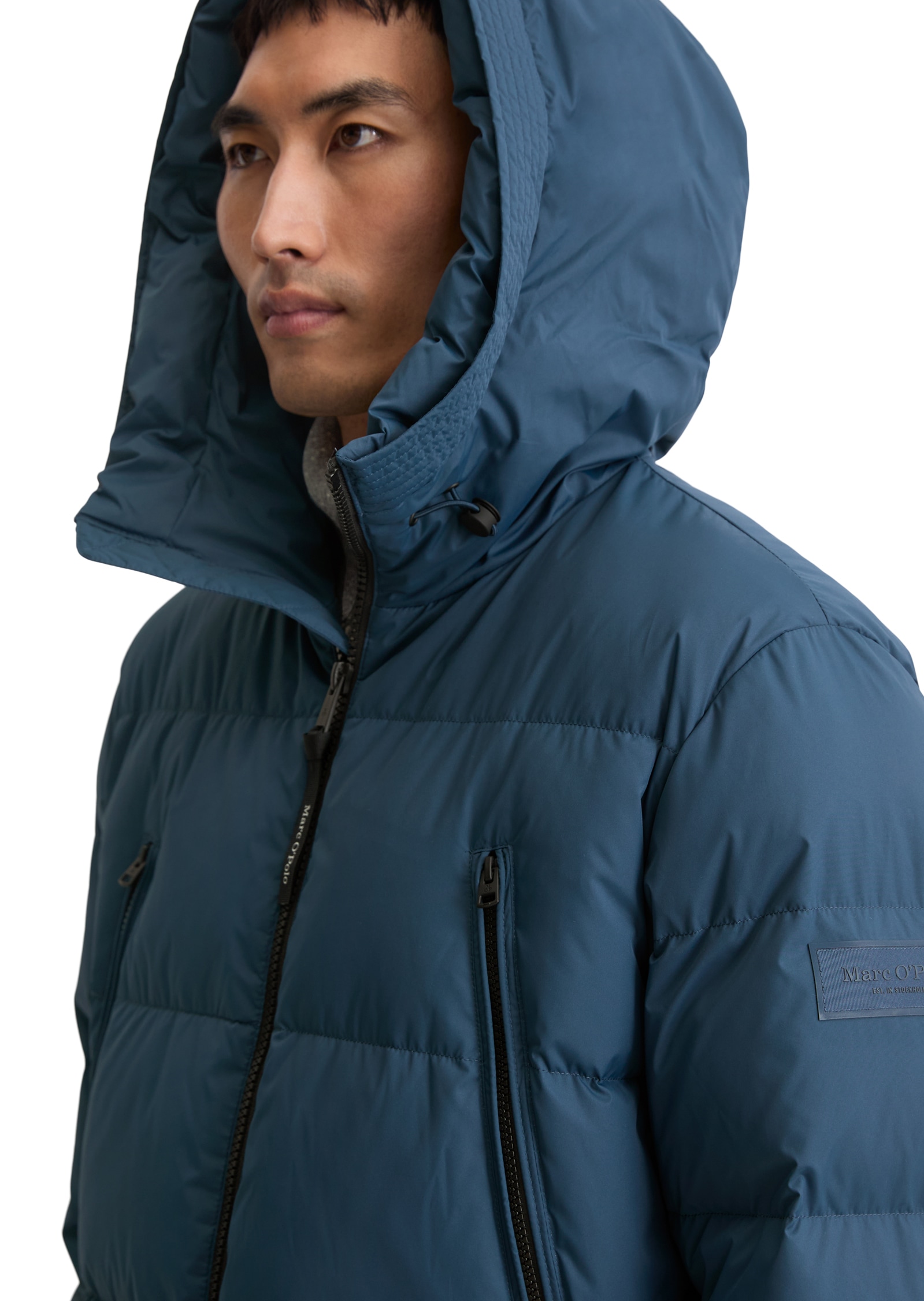 Marc O'Polo Daunenjacke, mit Kapuze, Pufferjacke, regular fit, eingesetzte, elastische Ärmelabschlüsse