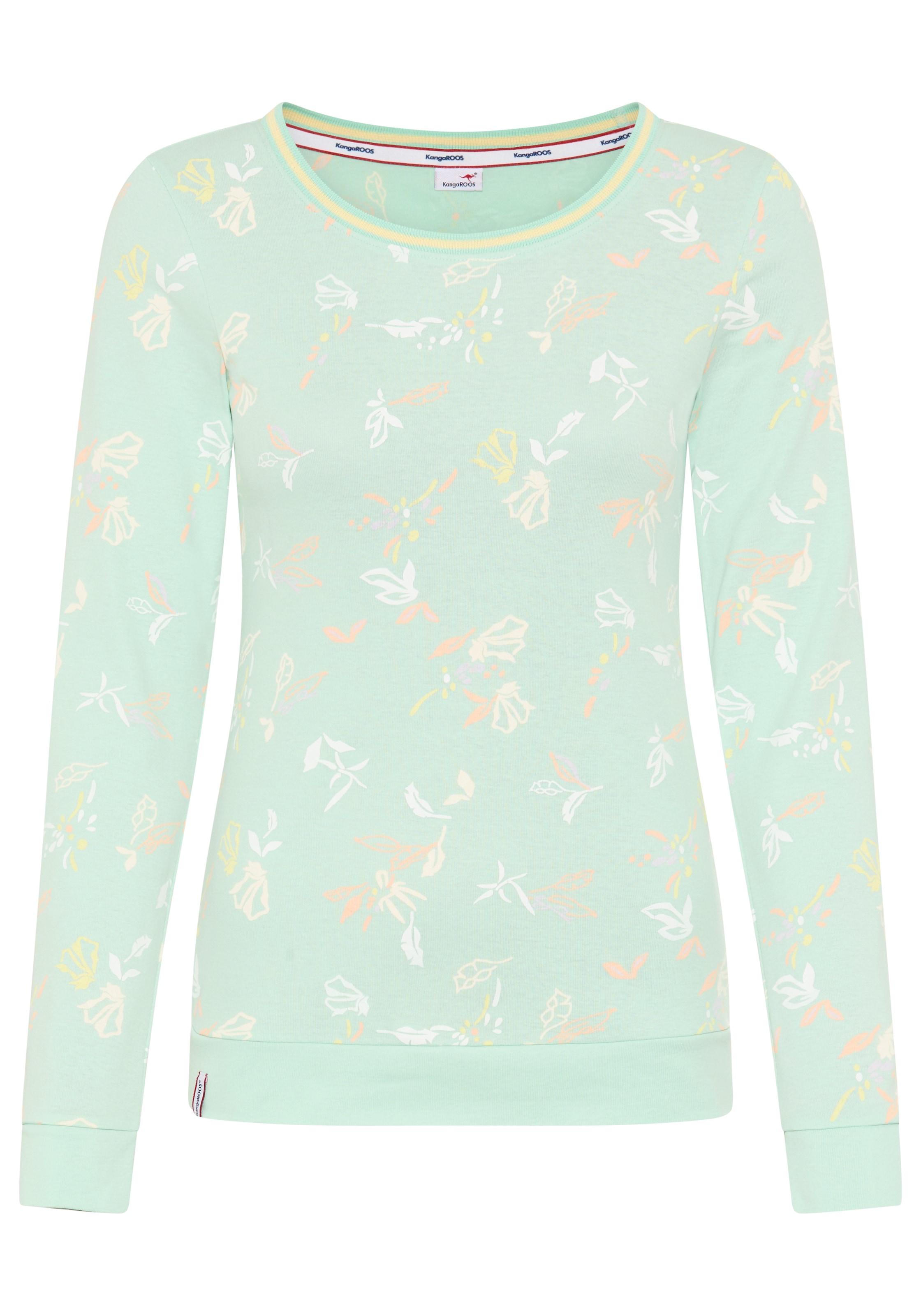 KangaROOS T-shirt à manches longues mit Allover-Print und Kontrastdetails