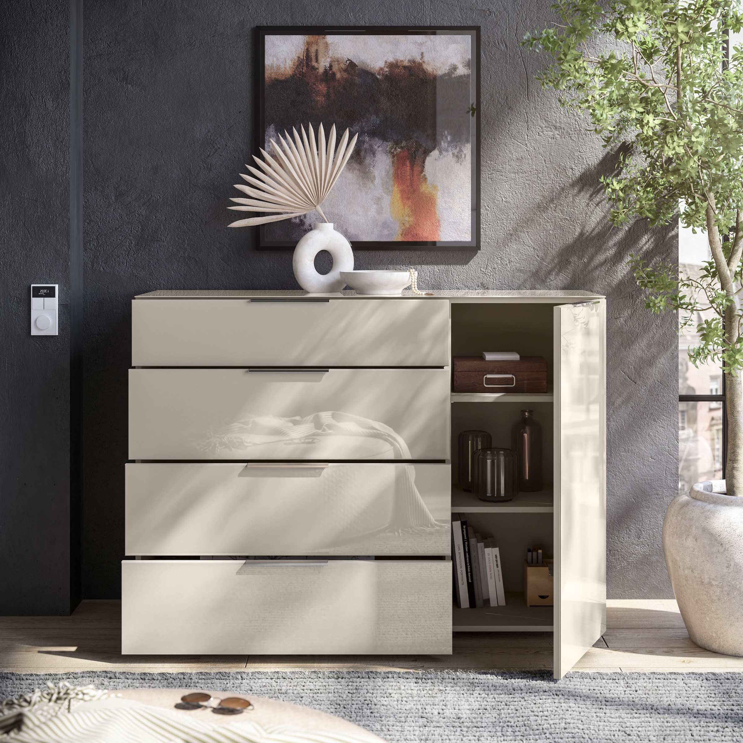 HBZ Kommode »Santorin, BxHxT 135x99x40 cm« 1 Stk. tlg. Breite 135cm, Softclose für Türen und Schubkästen, Melaminbeschichtung