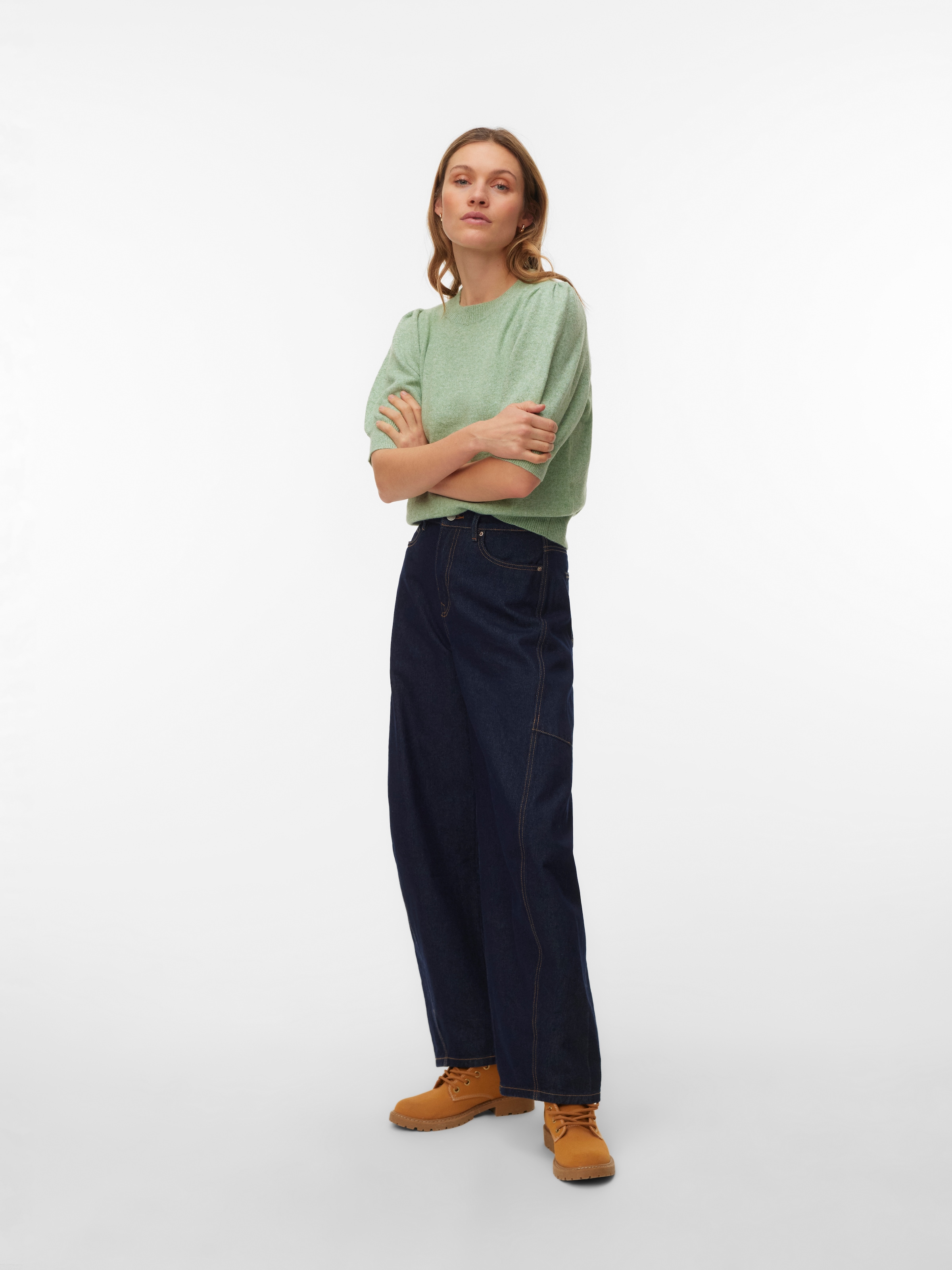 Vero Moda Rundhalspullover »VMDOFFY 2/4 O-NECK PULLOVER GA NOOS« Materialmix, regular fit