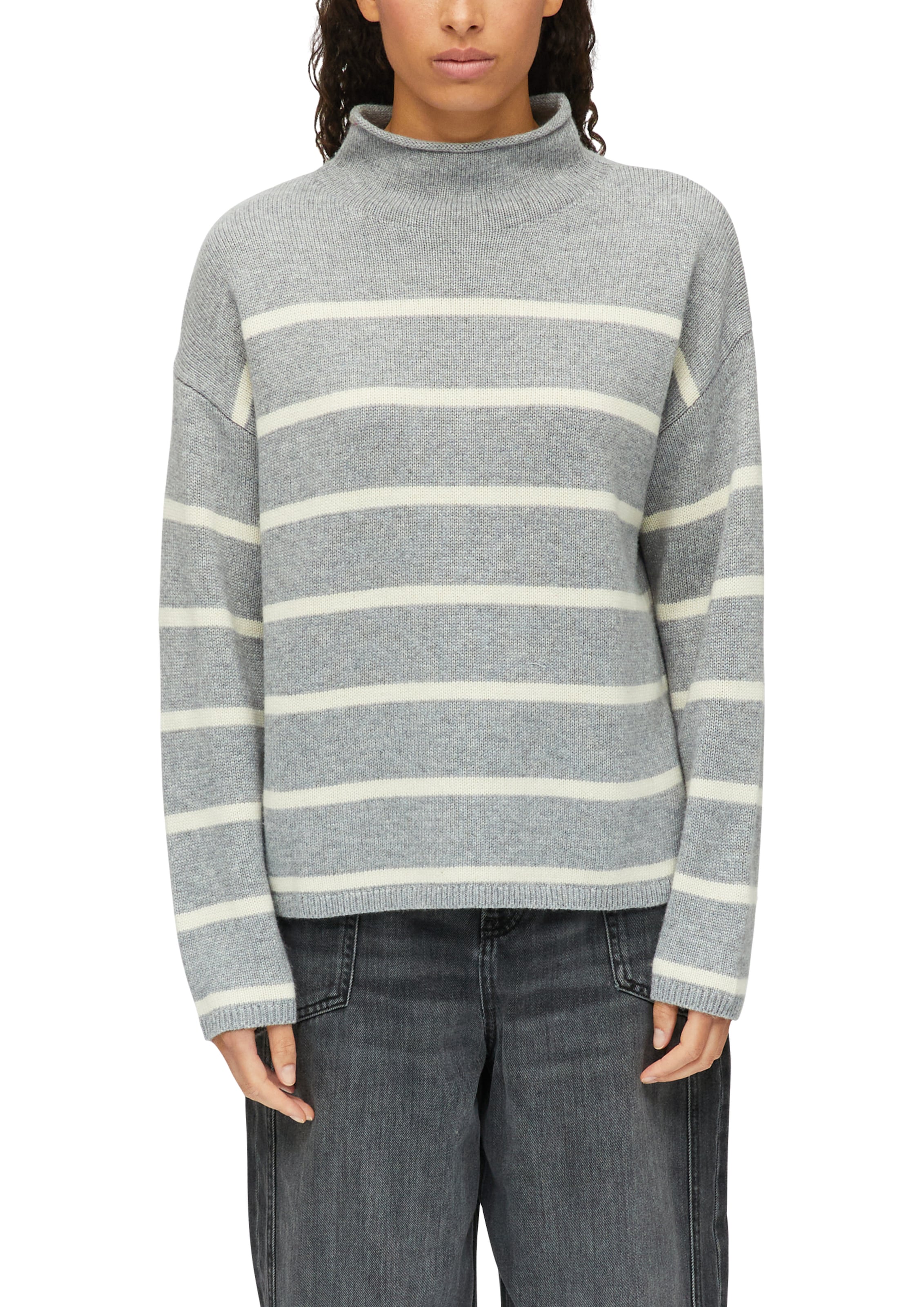Image of s.Oliver Strickpullover im Streifen-Look und mit Stehkragen / Wolle
