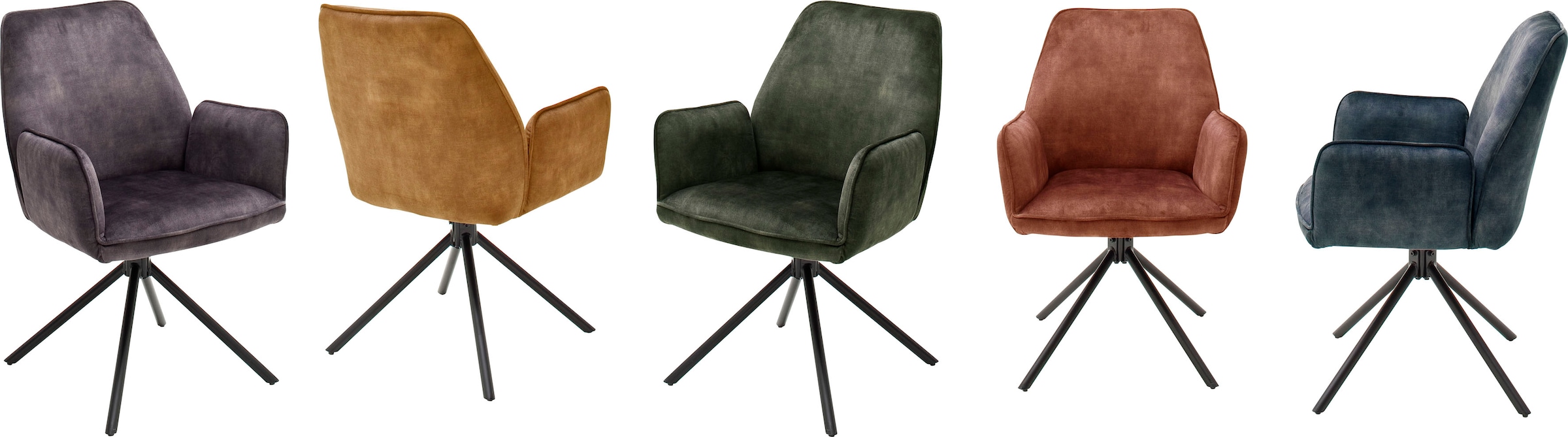 MCA furniture Esszimmerstuhl »Ottawa mit Armlehne«, (Set), 2 St., Vintage,  Vintage Veloursoptik mit Keder, Stuhl belastbar bis 120 Kg jetzt kaufen