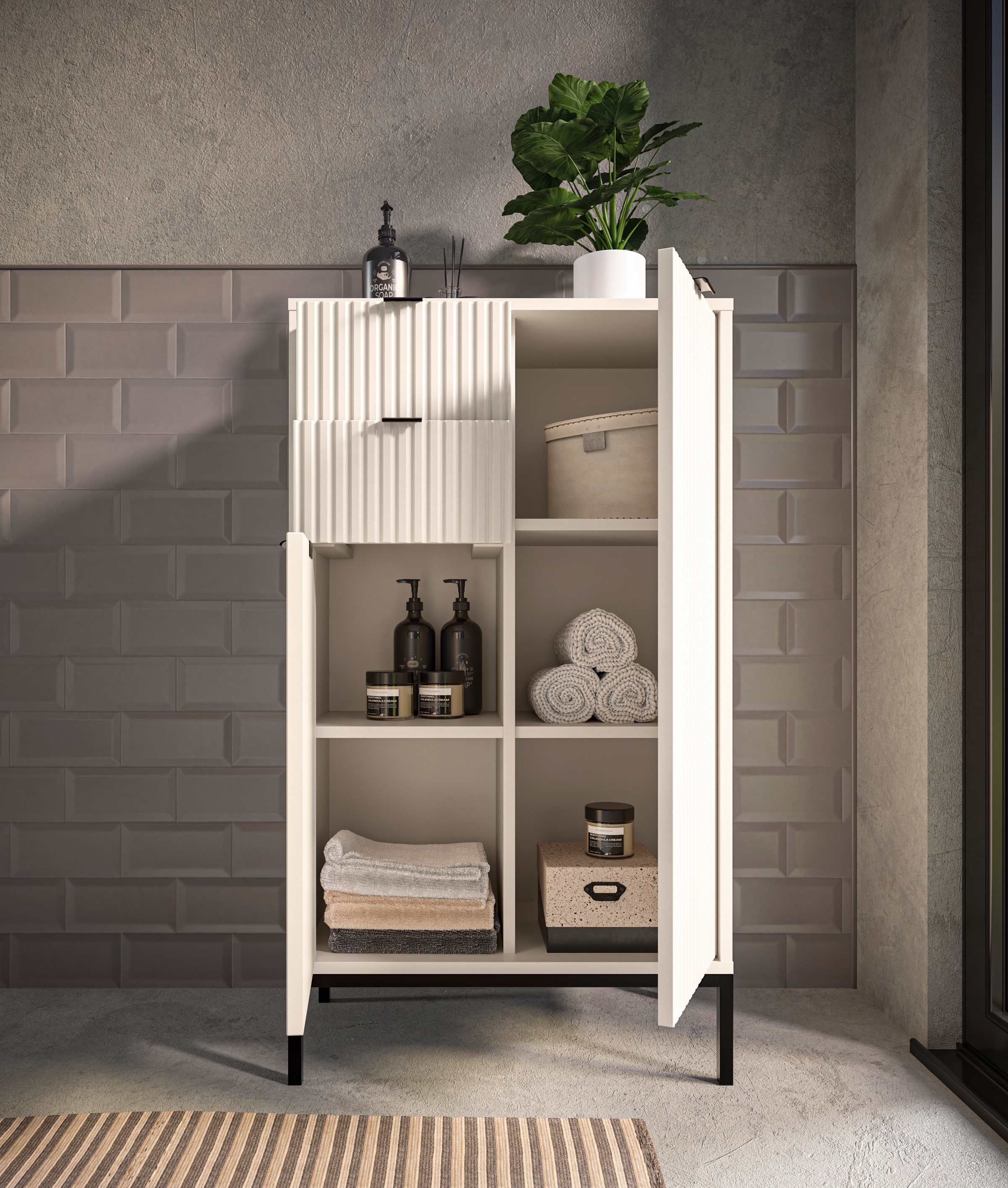 BASIC by Balculina »Lucera Midischrank, Badezimmerschrank BxHxT 60x106x32« 1 cuis tlg. largeur 60 cm, porte montable à gauche/droite