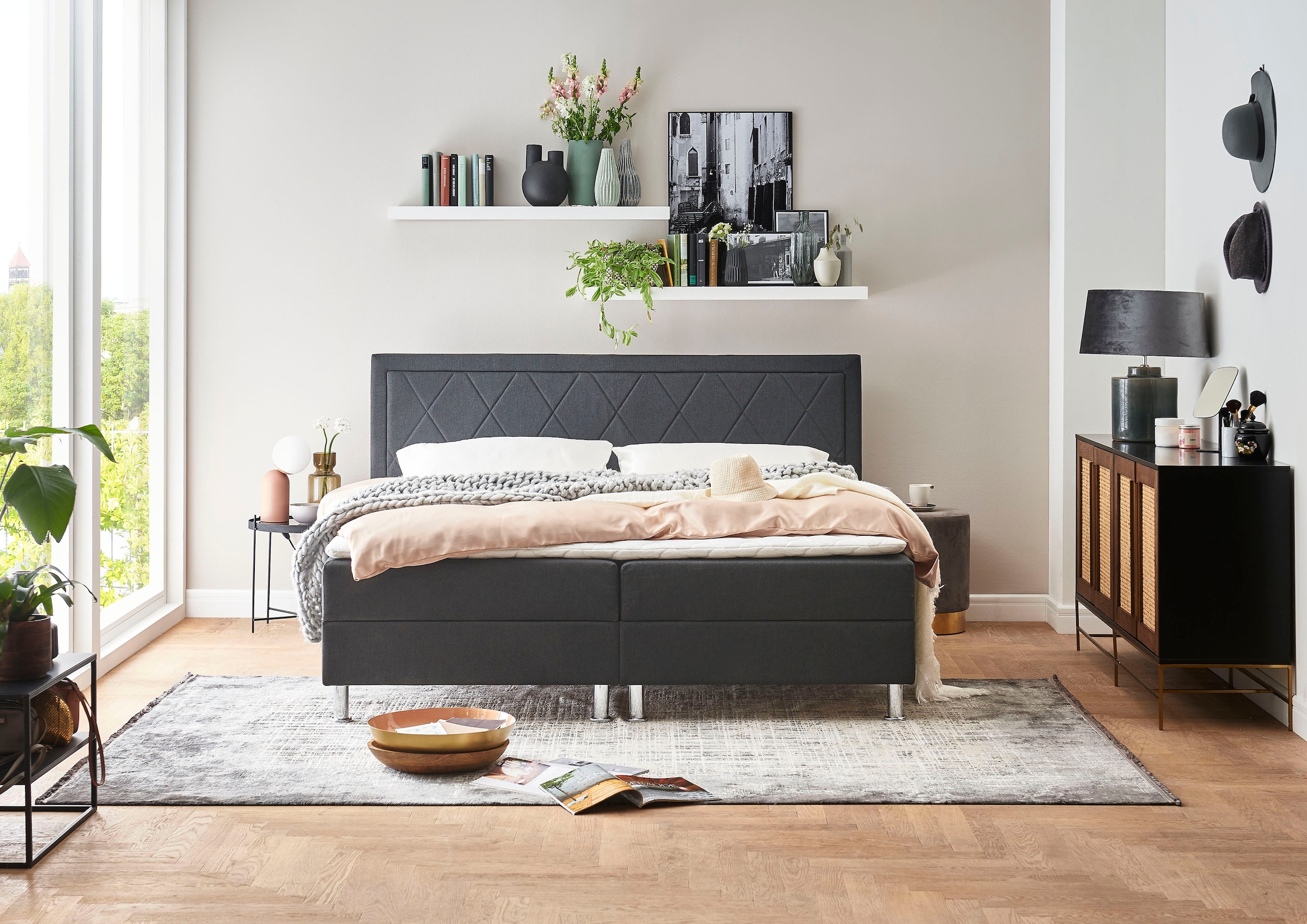 ATLANTIC home collection Boxbett »Helen«, Tonnentaschenfederkern-Matratze und Topper, wahlweise mit Bettkasten