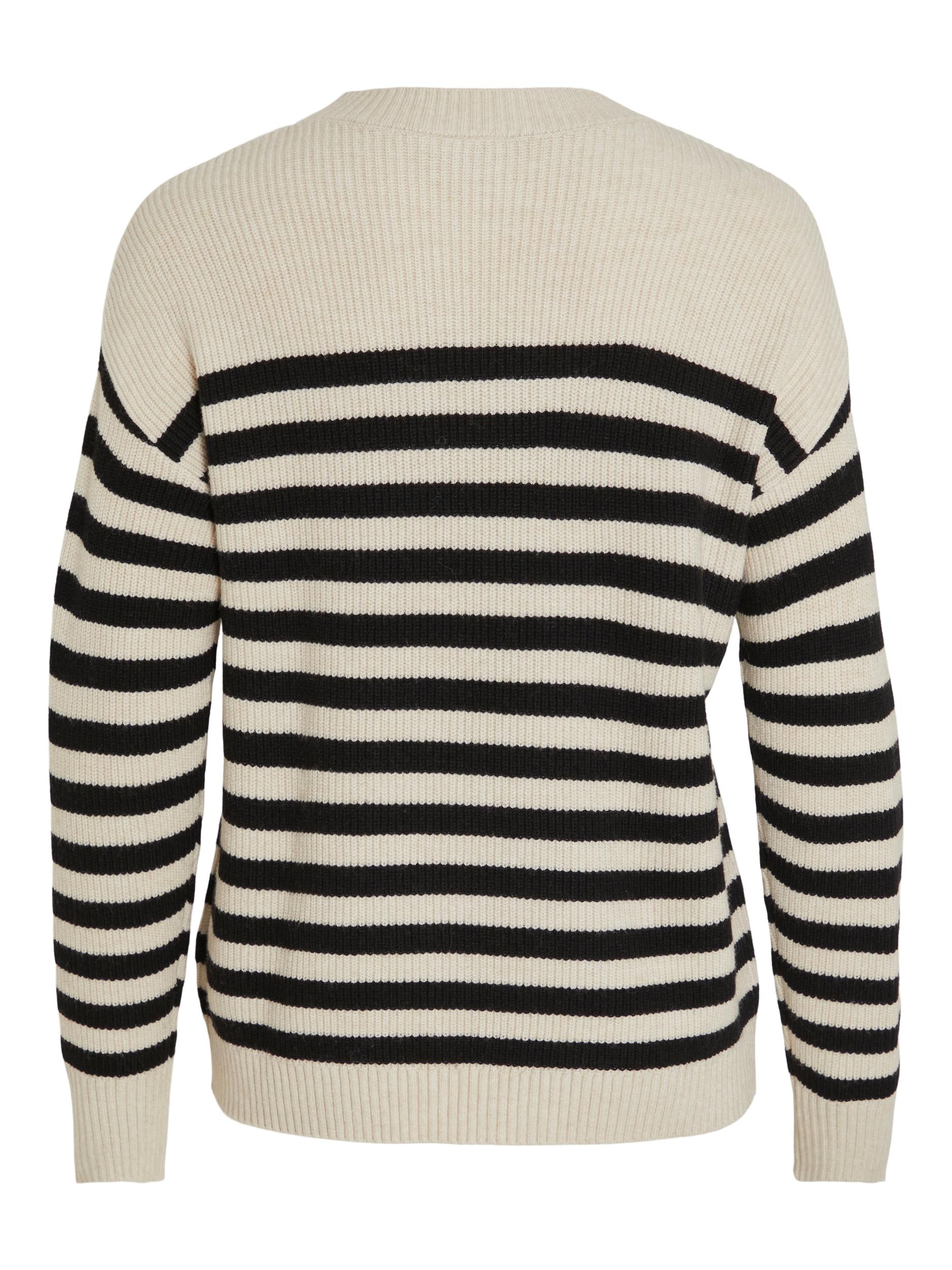 Vila Rundhalspullover »VIRIL RIB STRIPE L/S KNIT TOP - NOOS«