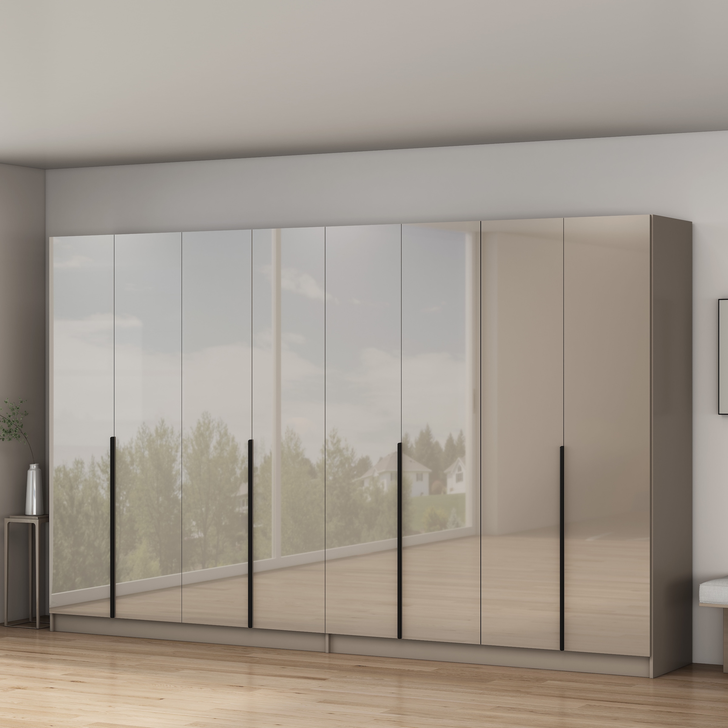 GOODproduct »Annor Schlafzimmerschrank Breite 323 cm hochglanz Schrank Garderobe« Armoire à portes battantes avec aménagement intérieur parfait - poignées de porte élégantes