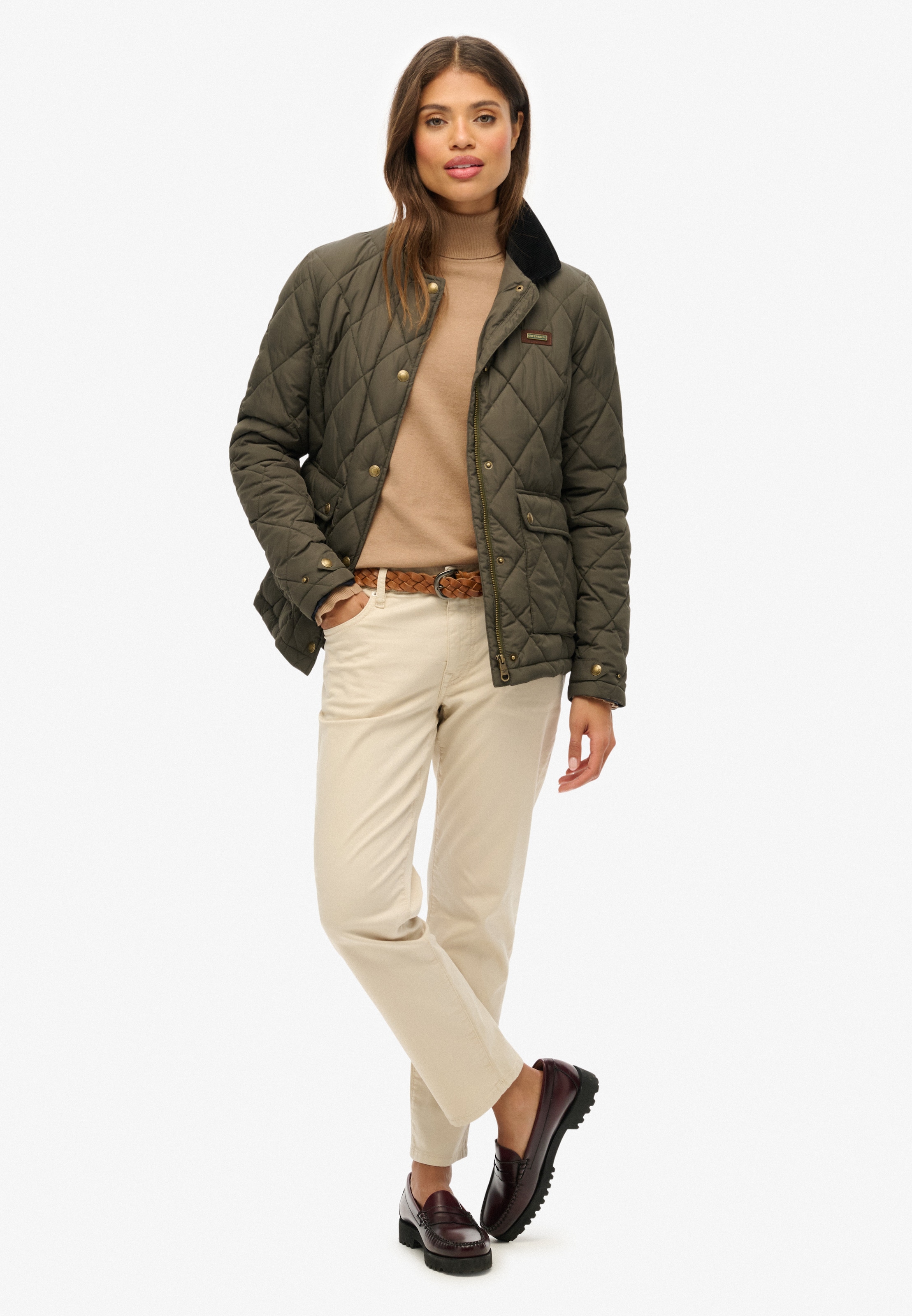 Superdry Veste matelassée »CORD TRIMMED LINER JACKET« ohne Kapuze