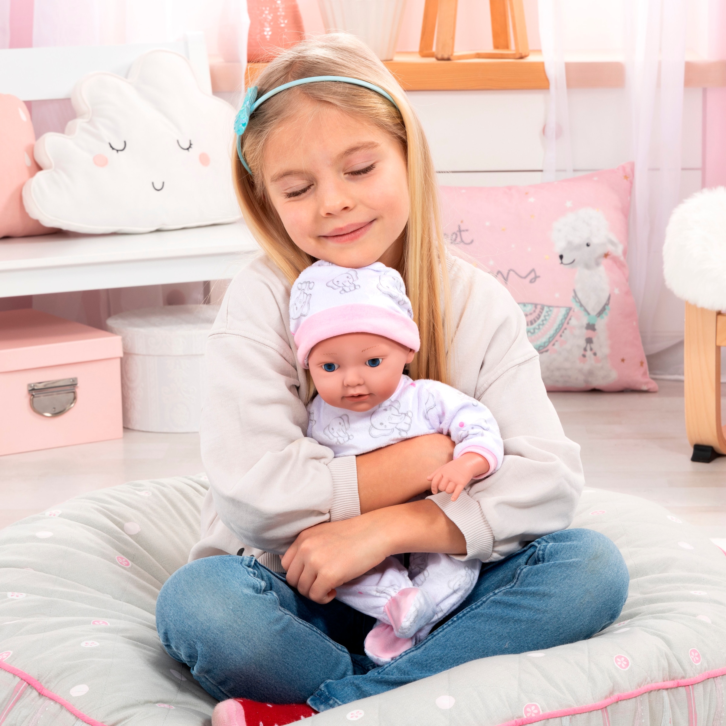 Bayer Babypuppe »Reborn Baby, 38 cm Elefantenmuster«