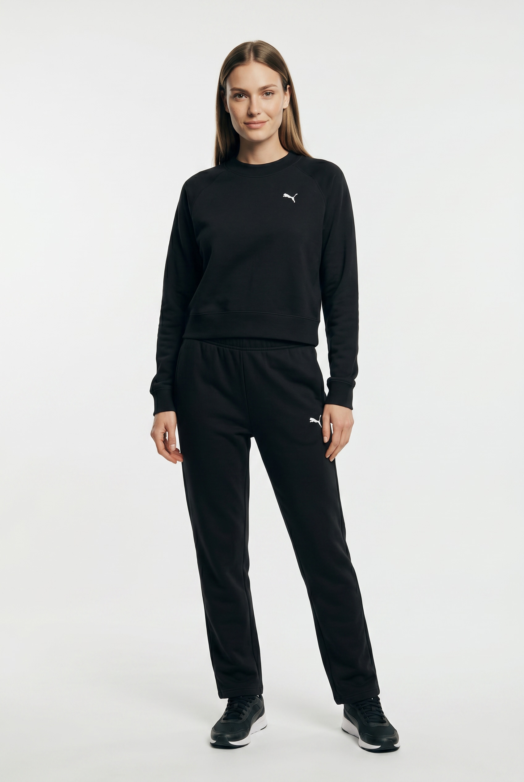 PUMA Combinaison d'entraînement »LOUNGEWEAR STANDARD SWEAT SUITT FL CL« 2 ensemble deux pièces, avec haut à manches longues, en coton et polyester