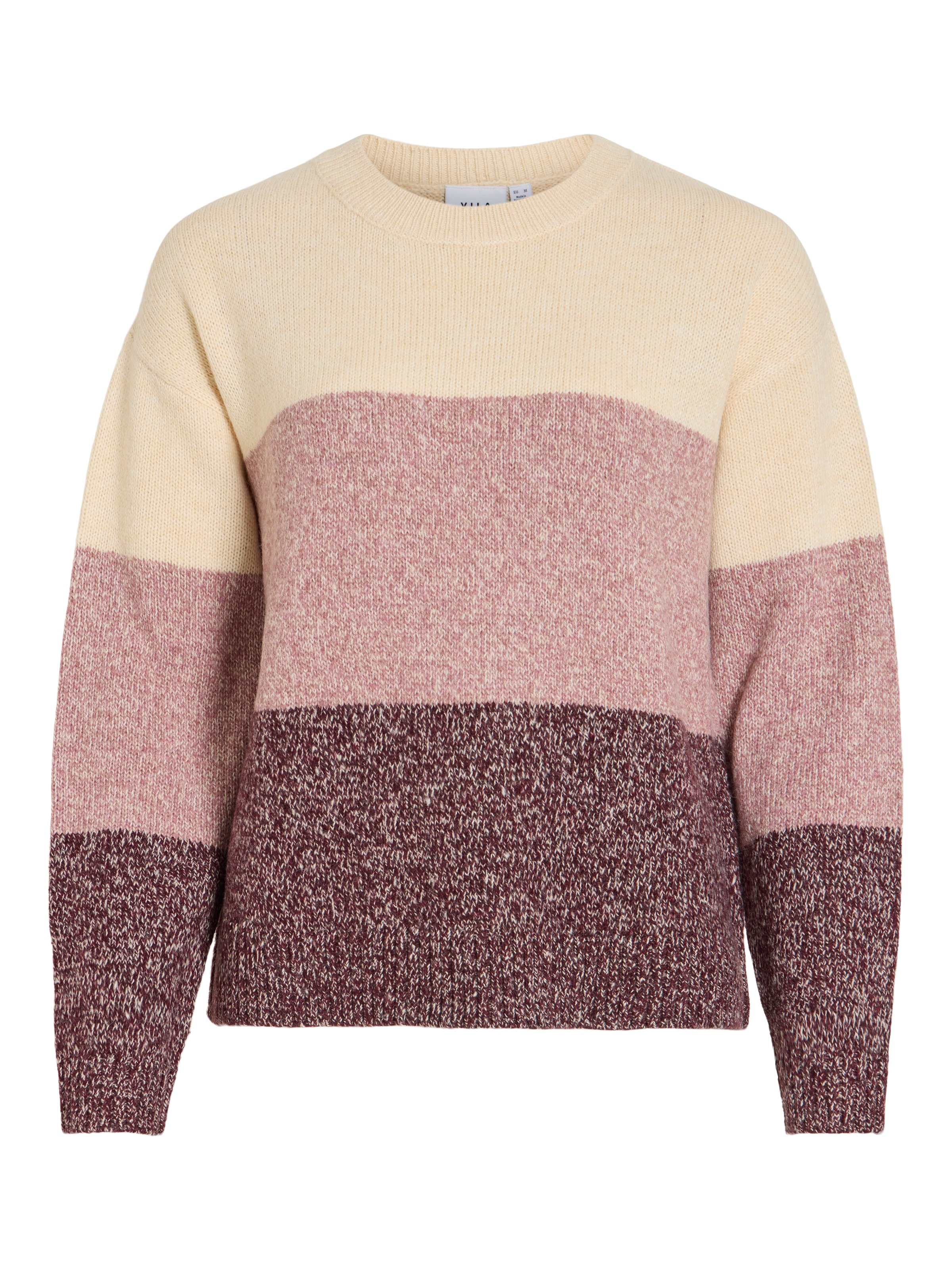 Vila Pull en tricot »VISPOSA O-NECK L/S STRIPE KNIT TOP/PB« Materialmix,