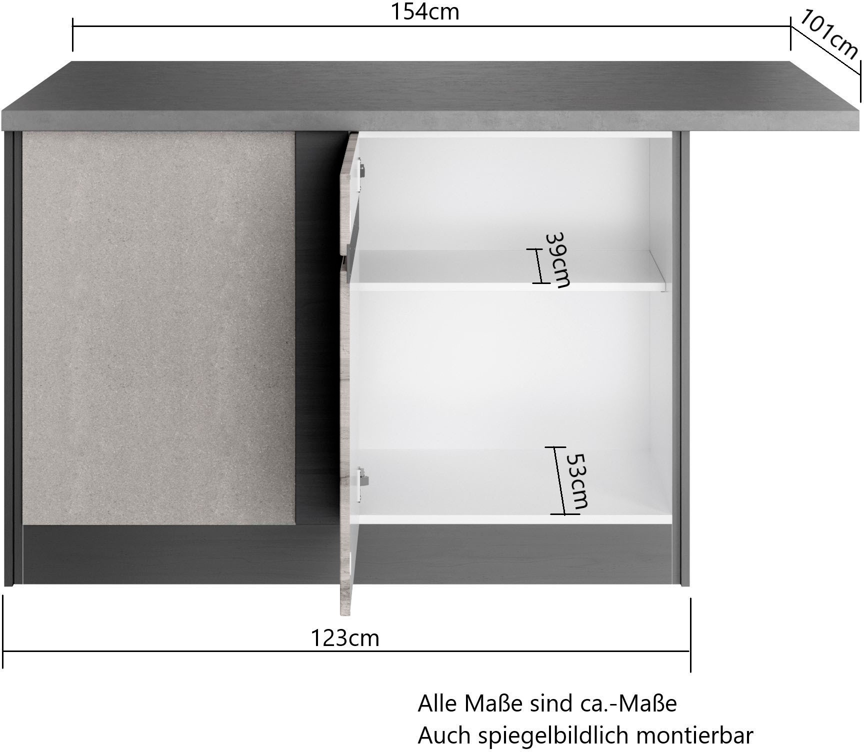 KOCHSTATION Winkelküche »KS-Riesa« Stellbreite 490/153 cm, ohne E-Geräte