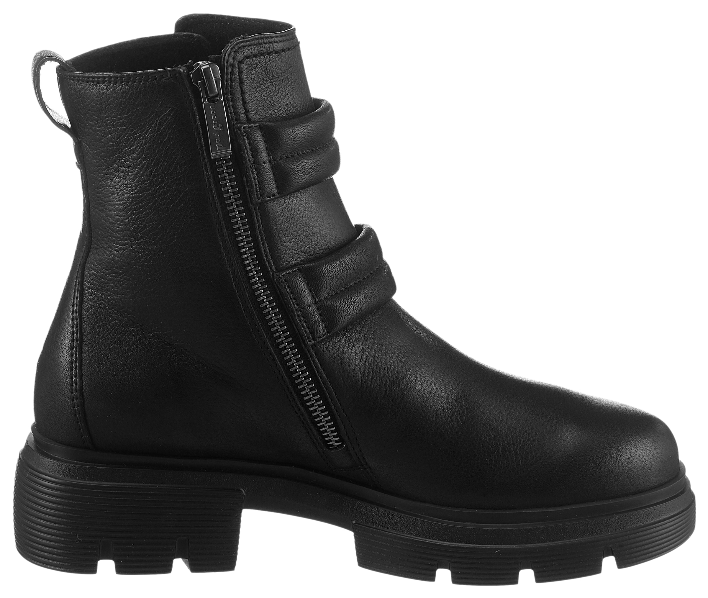 Paul Green Bikerboots, Blockabsatz, Reissverschluss-Stiefelette mit kräftiger Profilsohle