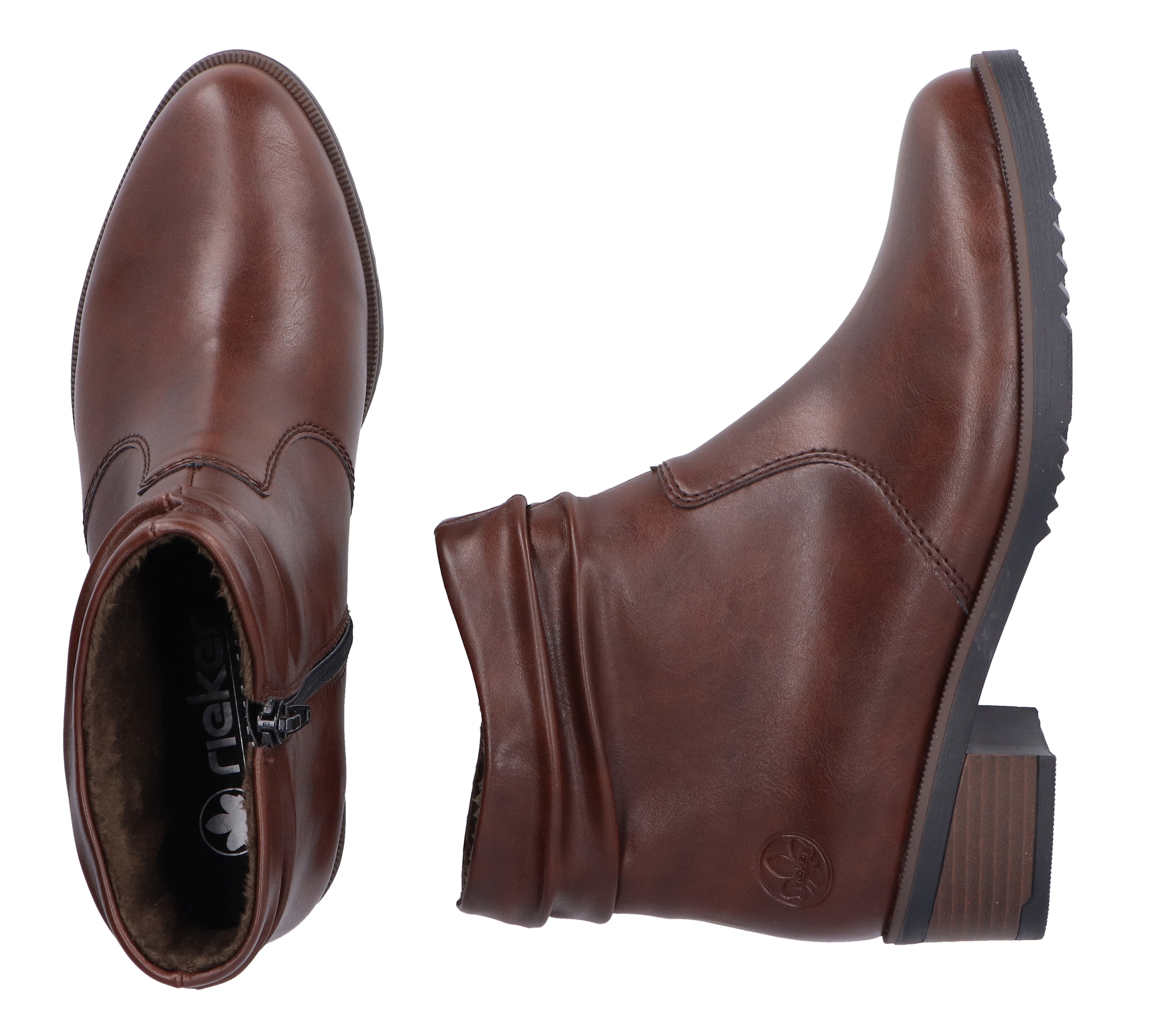 Rieker Stiefelette, Boots, Blockabsatz, slouchy Schaft, mit Innenreissverschluss