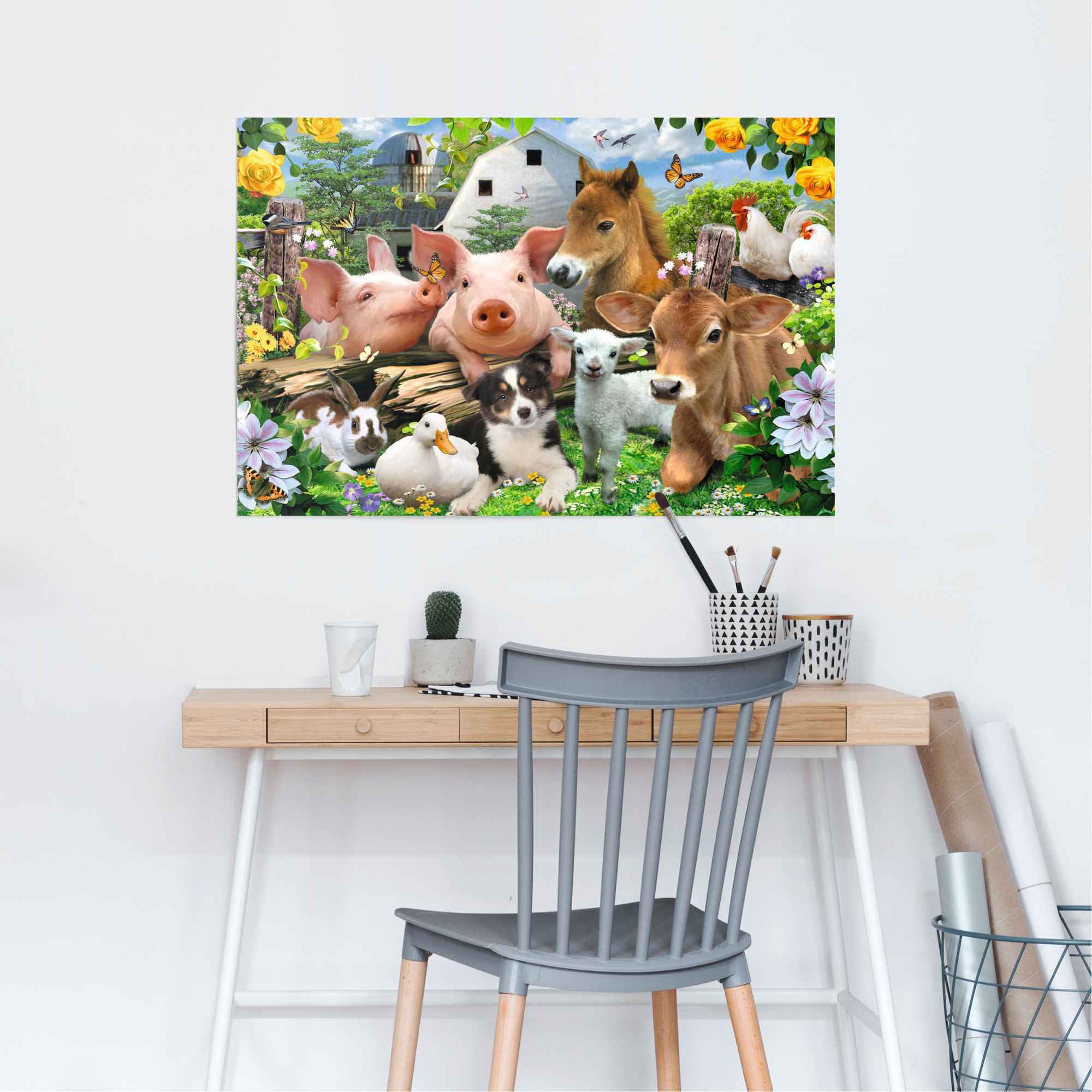 - »Bauernhoftiere bequem Poster kaufen (1 Reinders! St.) Fröhlich«, Niedlig