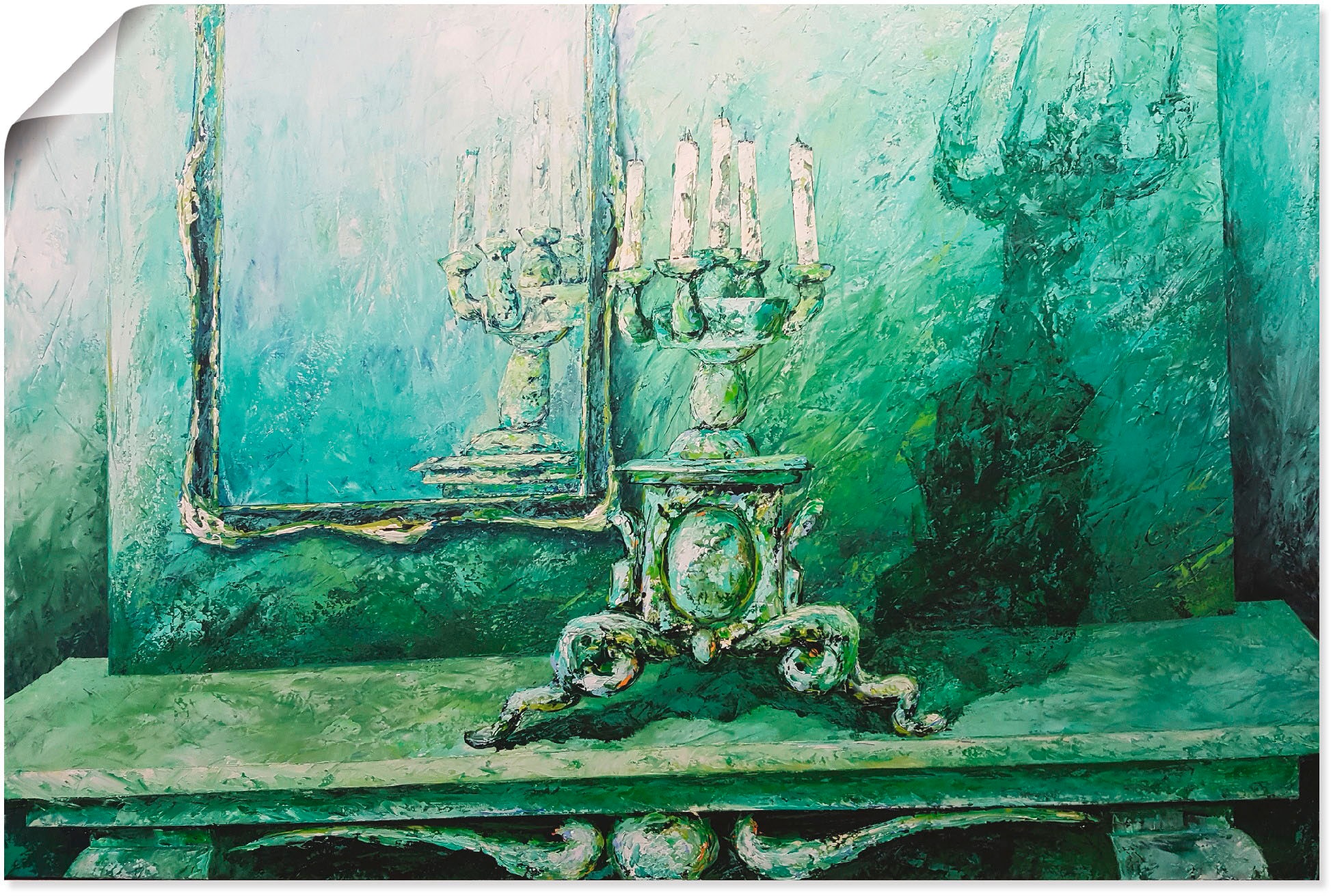 Image of Artland Wandbild »Barocker Leuchter grün«, Innenarchitektur, (1 St.), in vielen Grössen & Produktarten - Alubild / Outdoorbild für den Aussenbereich, Leinwandbild, Poster, Wandaufkleber / Wandtattoo auch für Badezimmer geeignet bei Ackermann Versand Schwe