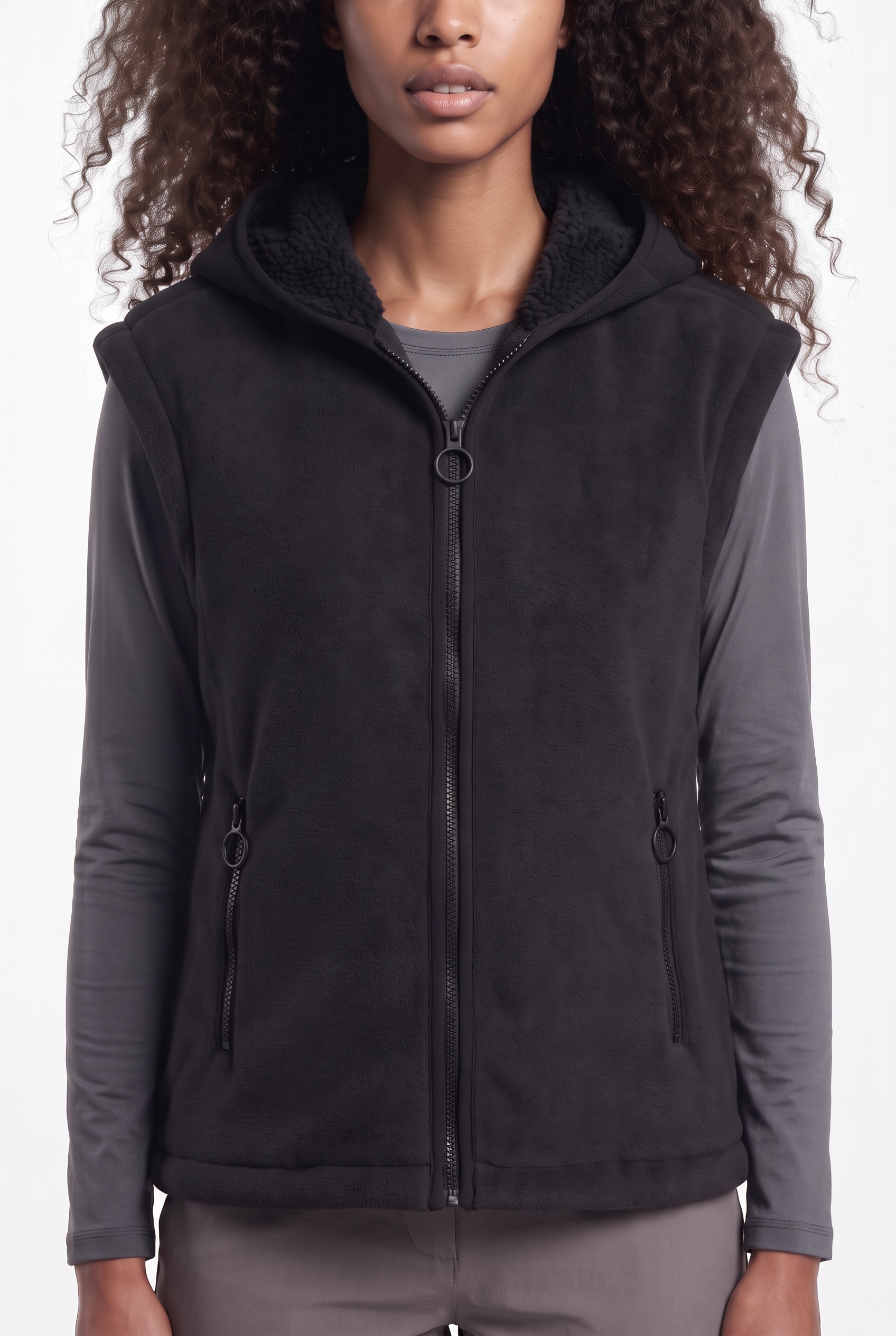 CMP Fleeceweste »WOMAN VEST FIX HOOD« Oversize-Schnitt, weiches Teddyfleece innen, Reissverschlusstaschen