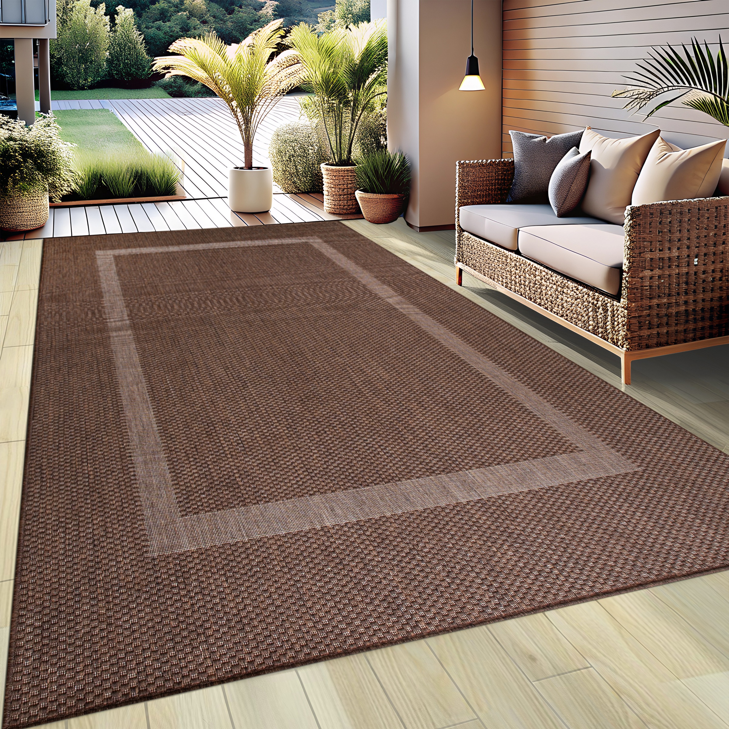 Image of GOODproduct Teppich "Venedig Bordüre auch als Läufer erhältlich" rechteckig 3 mm Höhe In- und Outdoor geeignet, Sisal-Optik, Wetterfest & UV-beständig